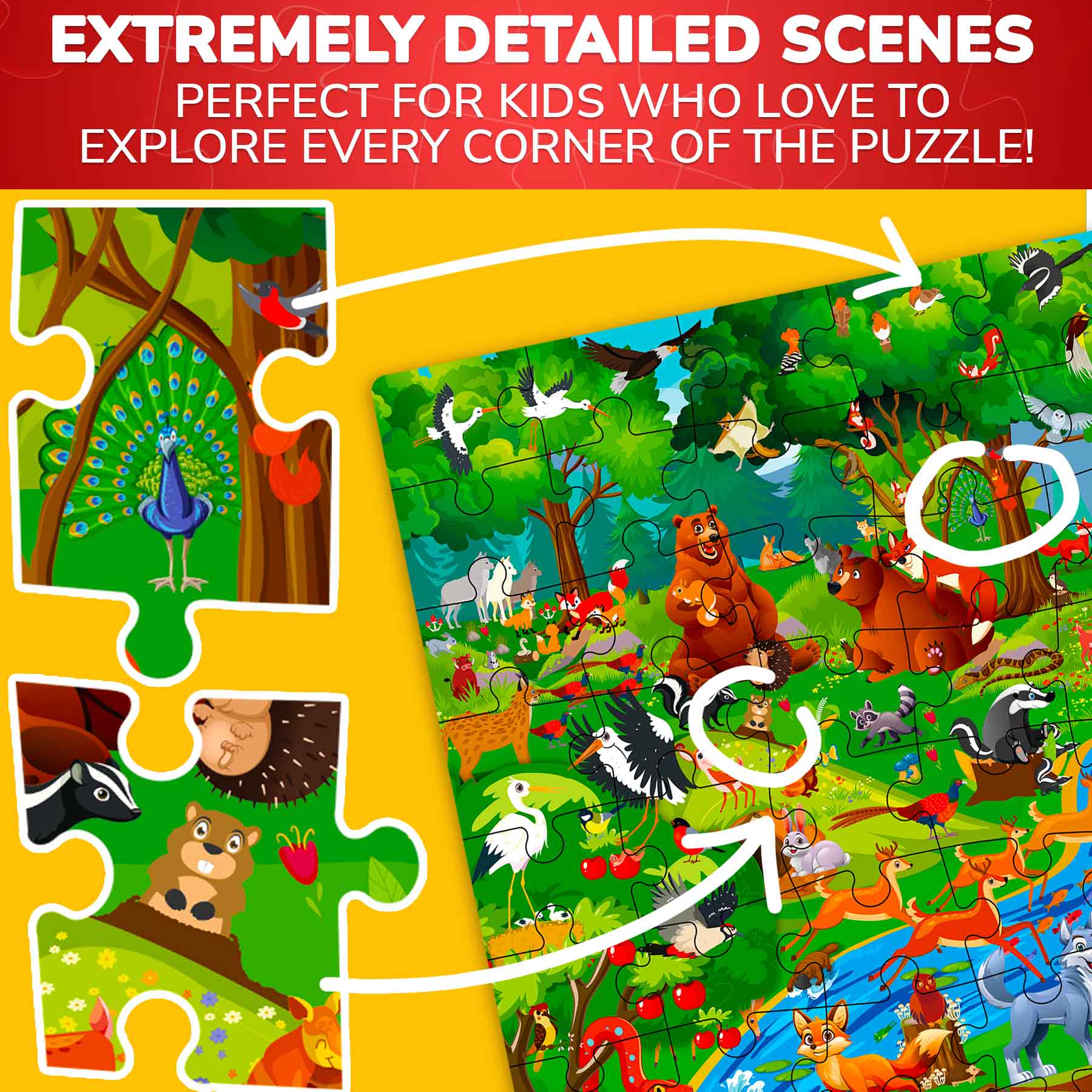 100 Pcs Jigsaw Puzzle for Kids | Forest Animals Learning Game - Image 3