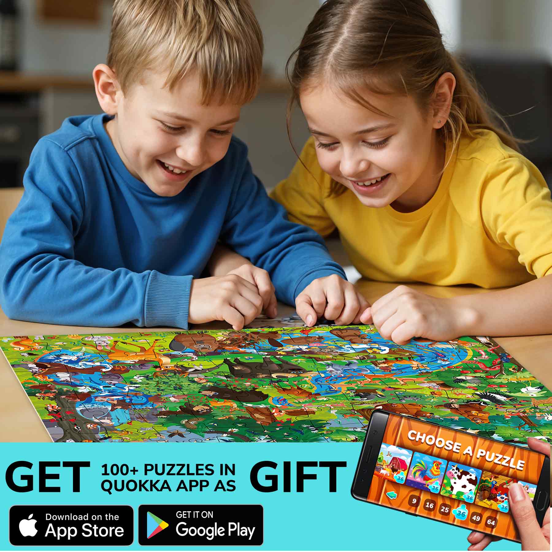 100 Pcs Jigsaw Puzzle for Kids | Forest Animals Learning Game - Image 4