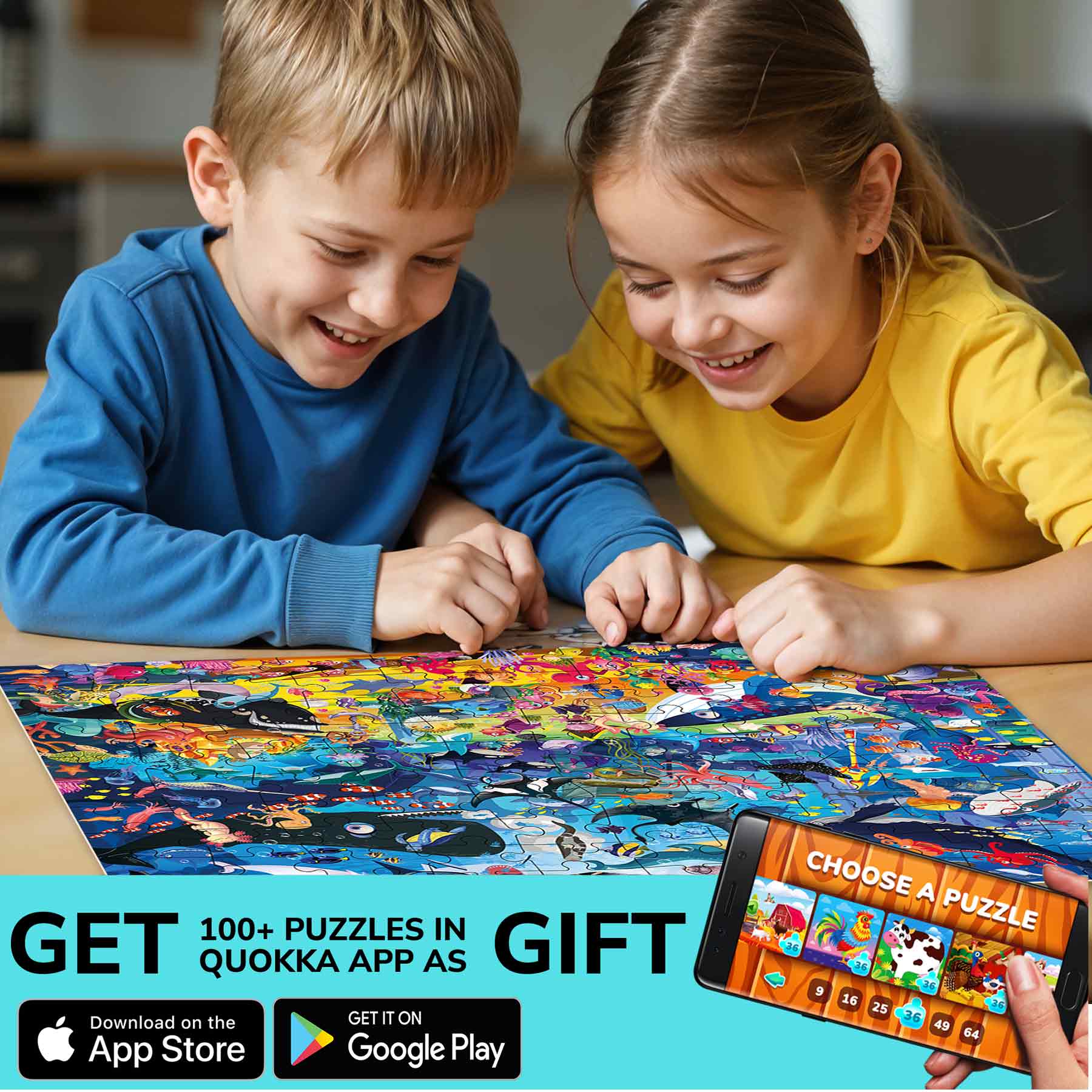 100 Pcs Jigsaw Puzzle for Kids | Ocean Animals Learning Game - Image 4