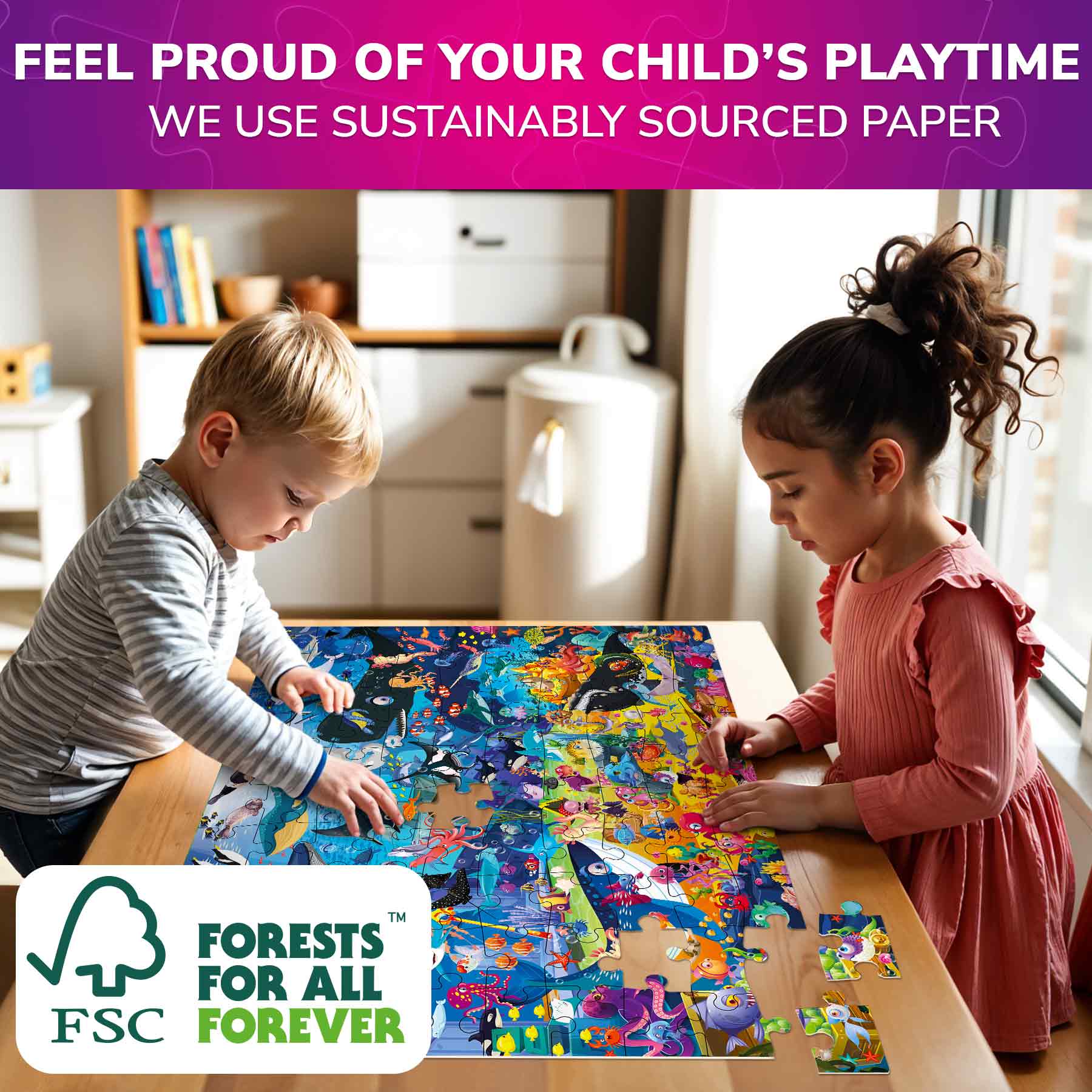 100 Pcs Jigsaw Puzzle for Kids | Ocean Animals Learning Game - Image 5