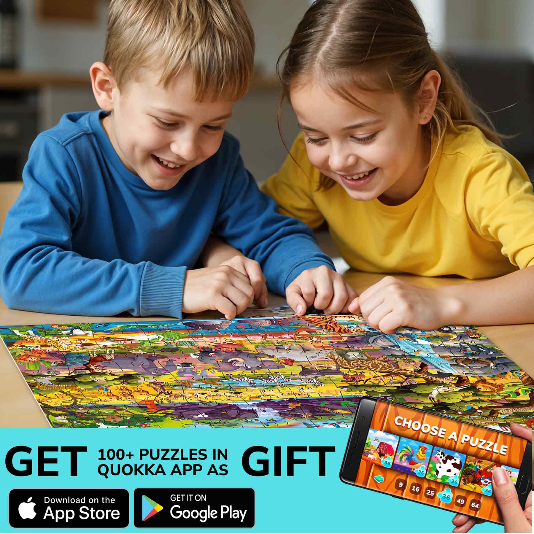 100 Pcs Jigsaw Puzzle for Kids | Safari Animals Learning Game - Image 4