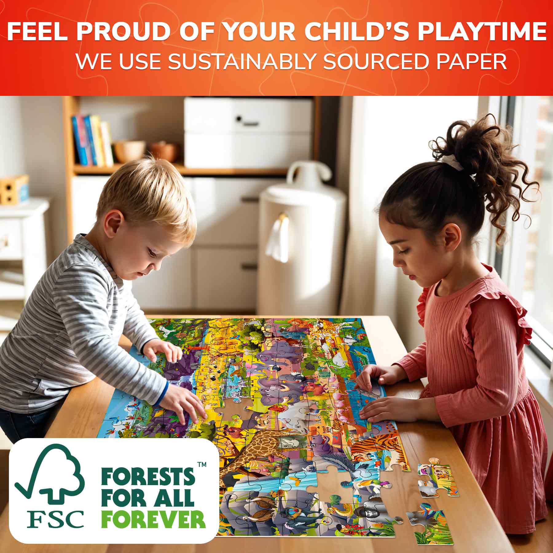 100 Pcs Jigsaw Puzzle for Kids | Safari Animals Learning Game - Image 5