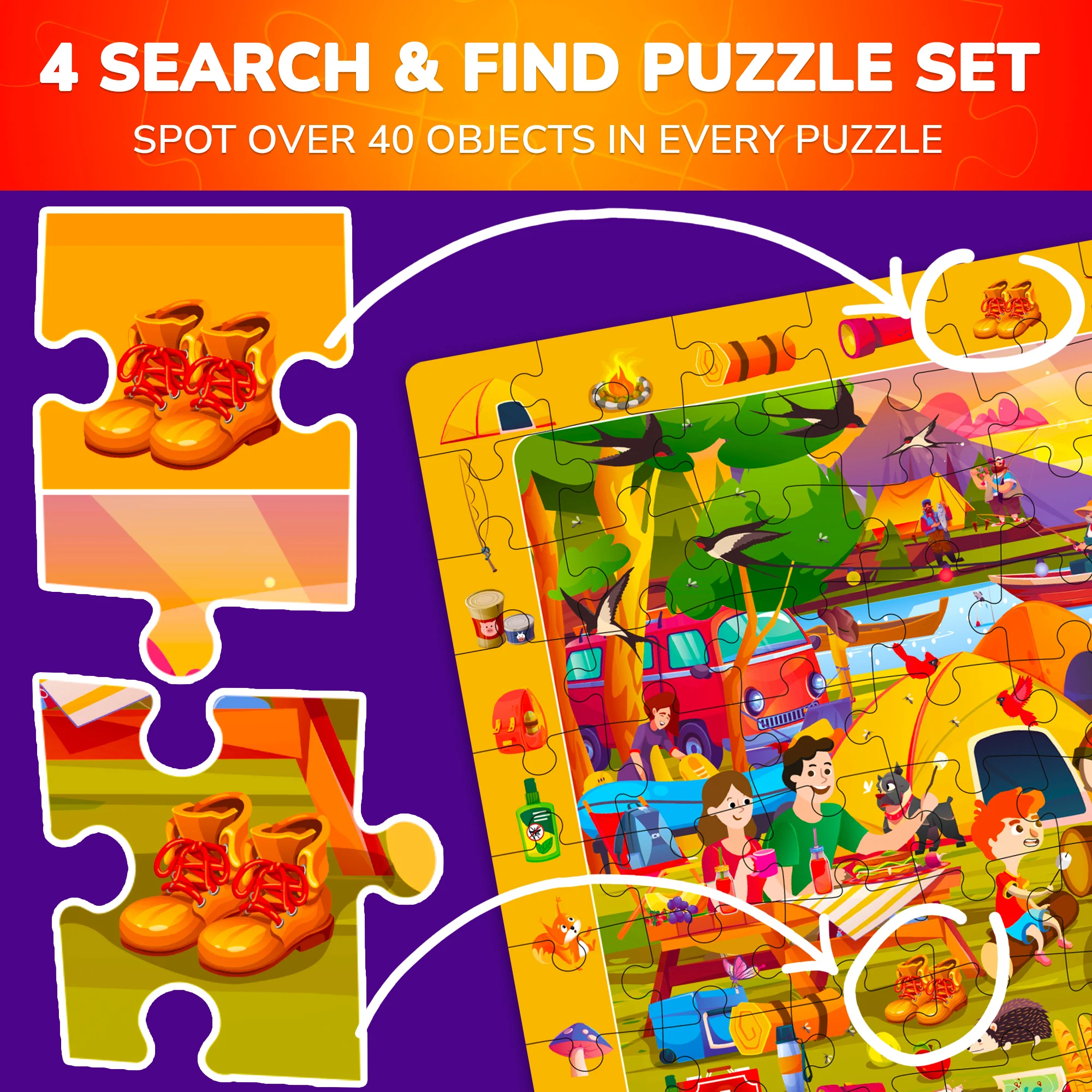 100 Piece Search & Find Puzzles for Kids Toy Store, Camping - Image 3