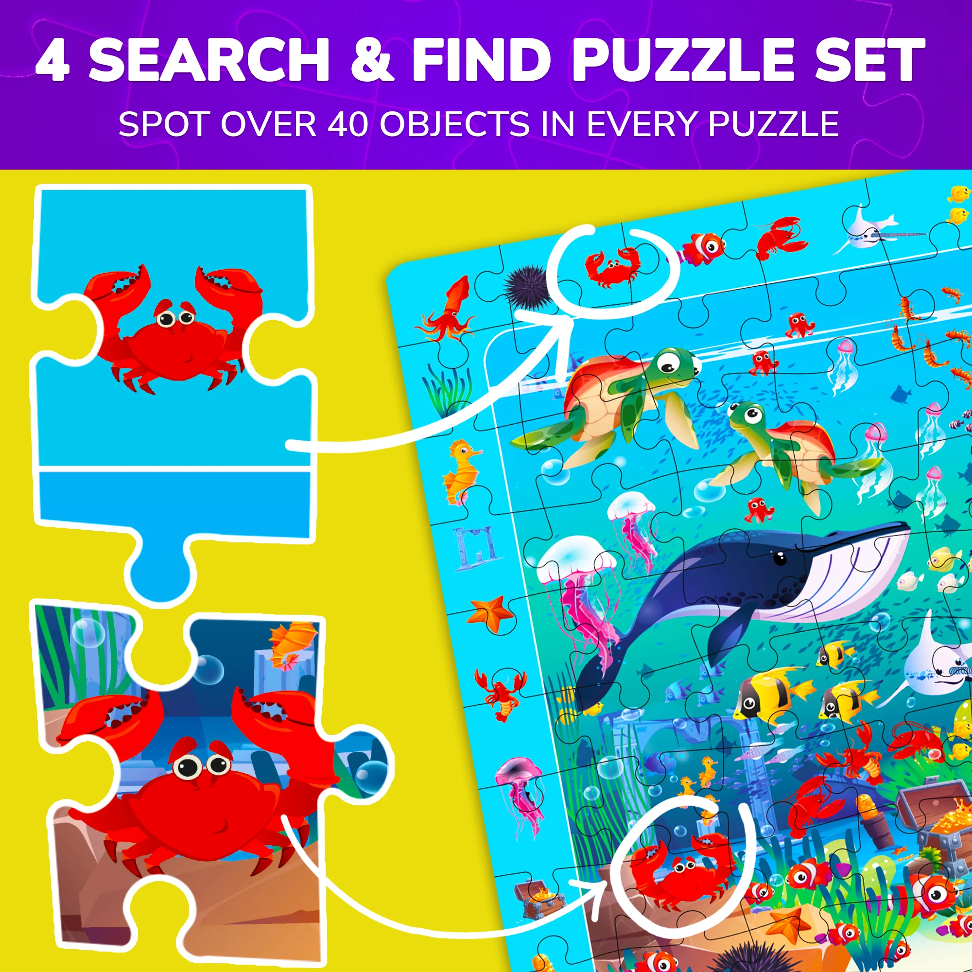 100 Piece Search & Find Puzzles for Kids with Animals, Bugs - Image 3