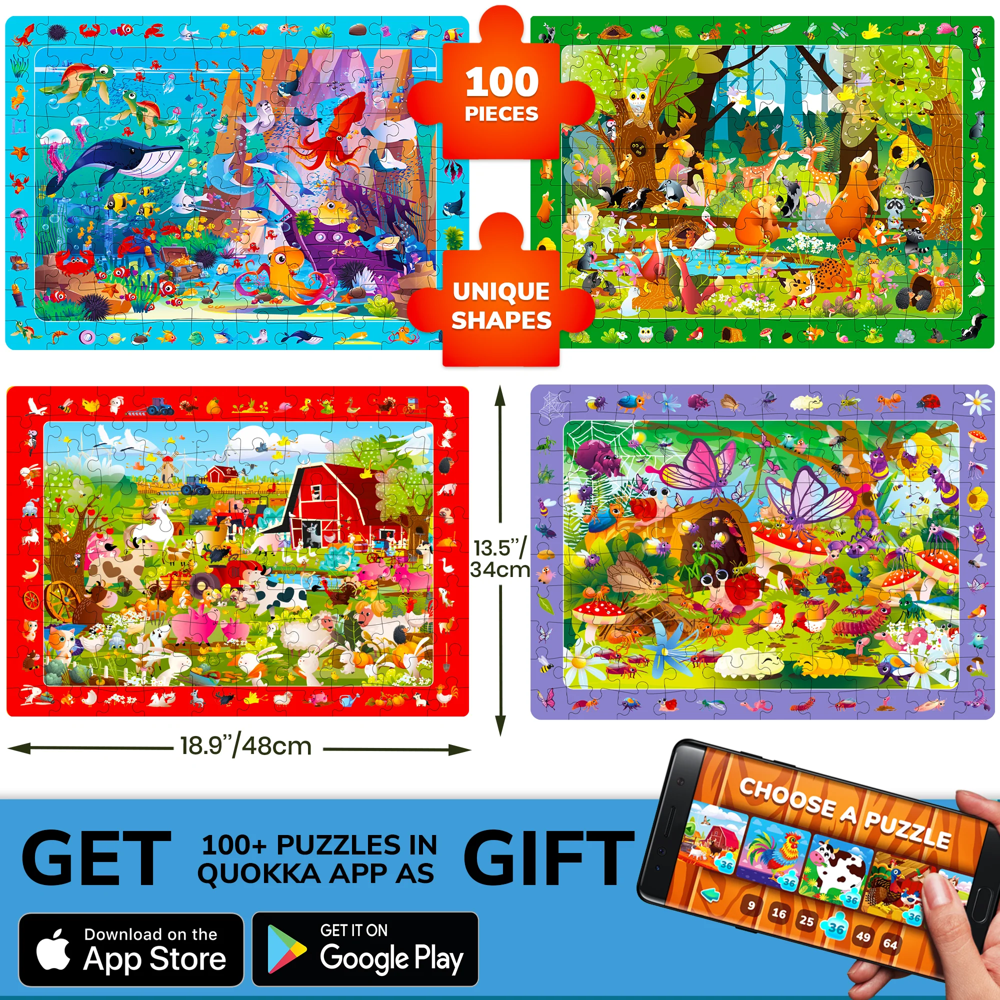 100 Piece Search & Find Puzzles for Kids with Animals, Bugs - Image 5