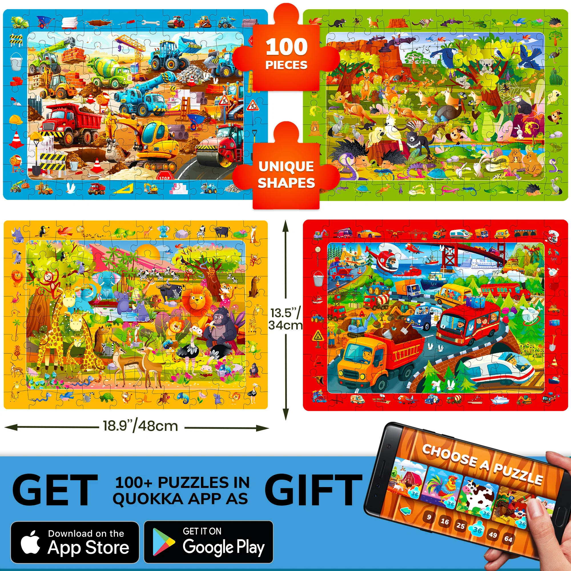 100 Piece Search & Find Puzzles for Kids with Animals, Cars - Image 5