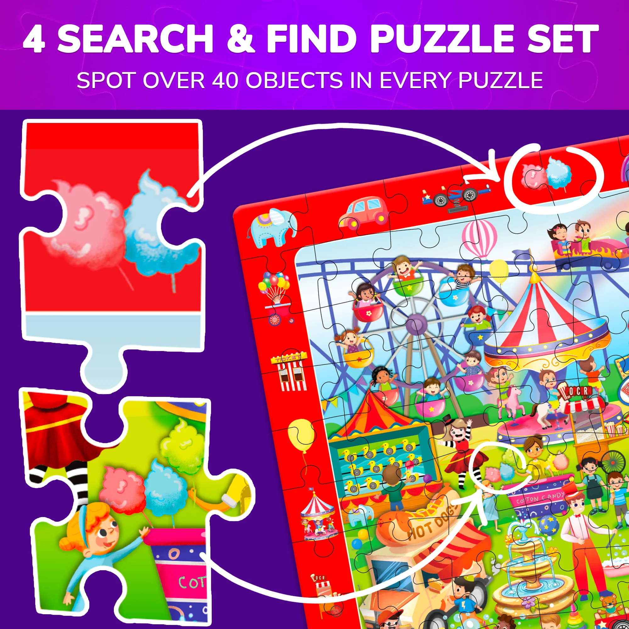 100 Piece Search & Find Puzzles for Kids with Kids Center - Image 3