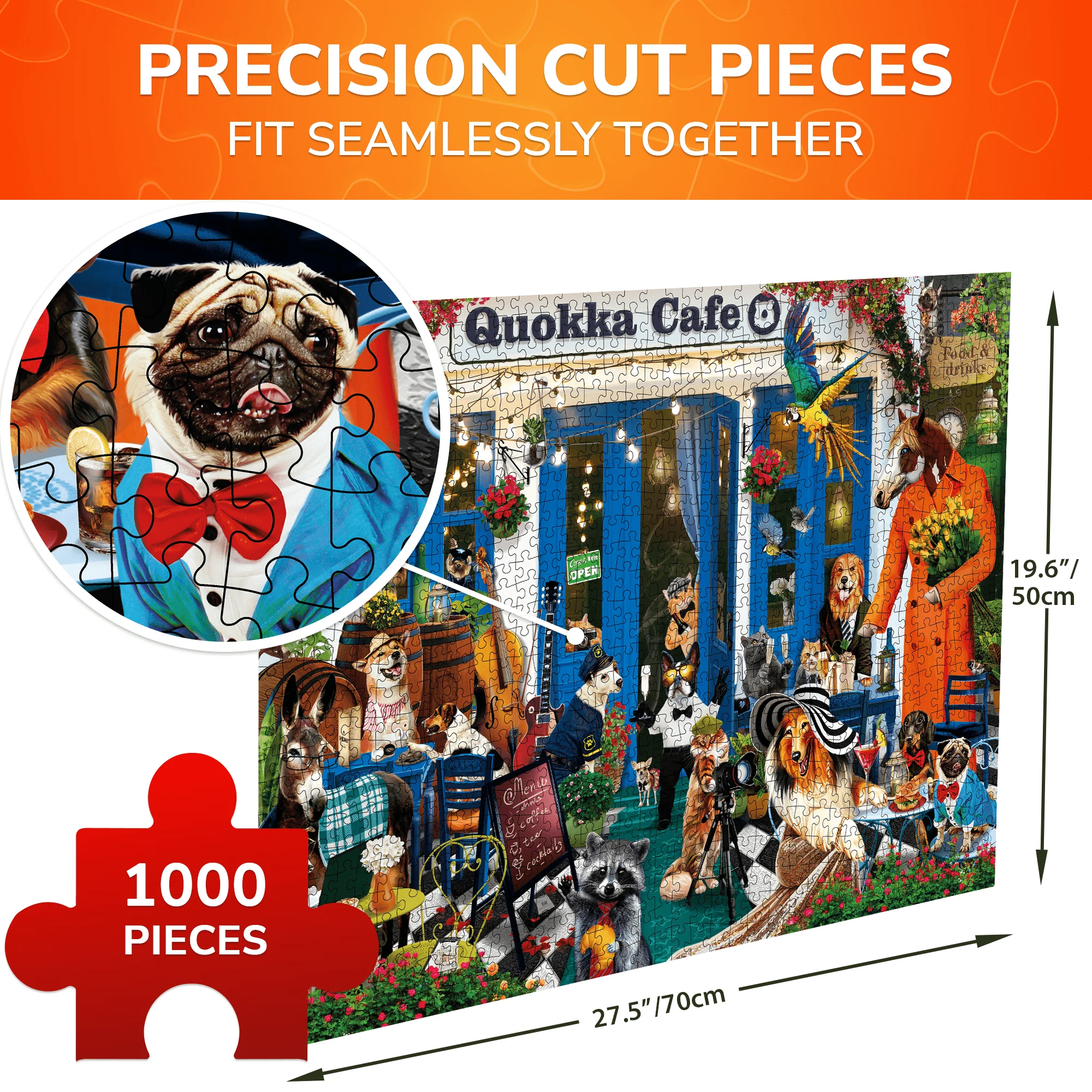 1000 Pcs Jigsaw Puzzle for Adults | Animals in Cafe - Image 3