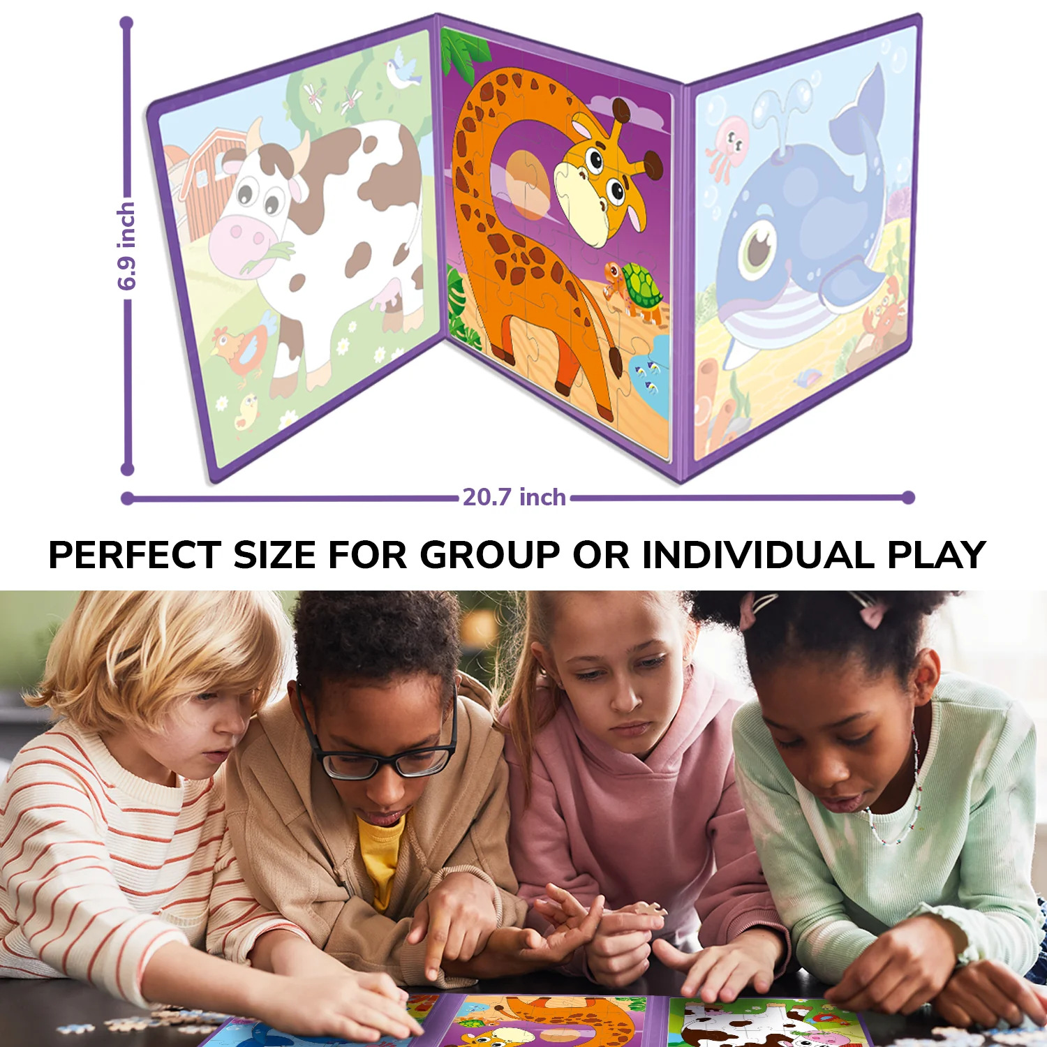 Magnetic Book 3x20 Pcs Puzzles for Kids | Animals - Image 3