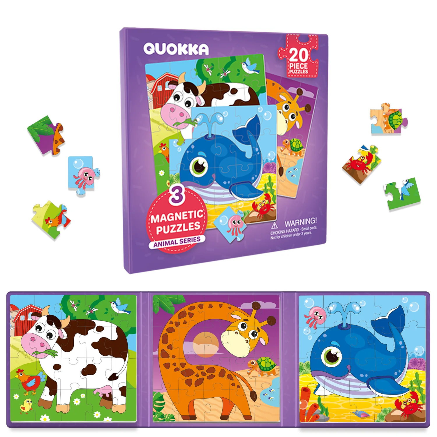 Magnetic Book 3x20 Pcs Puzzles for Kids | Animals - Image 8