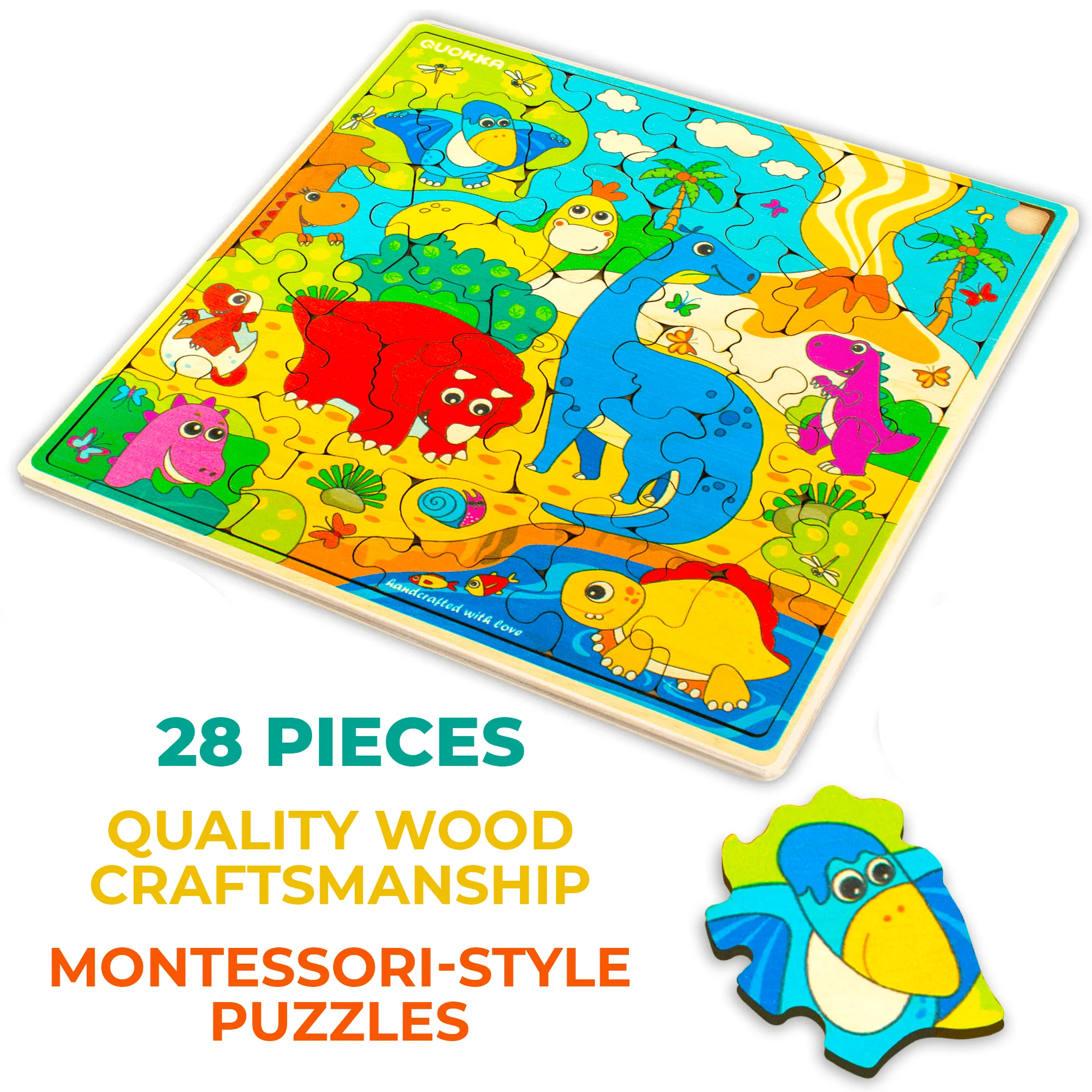 28 Pieces Wooden Puzzles for Kids | Dino - Image 3