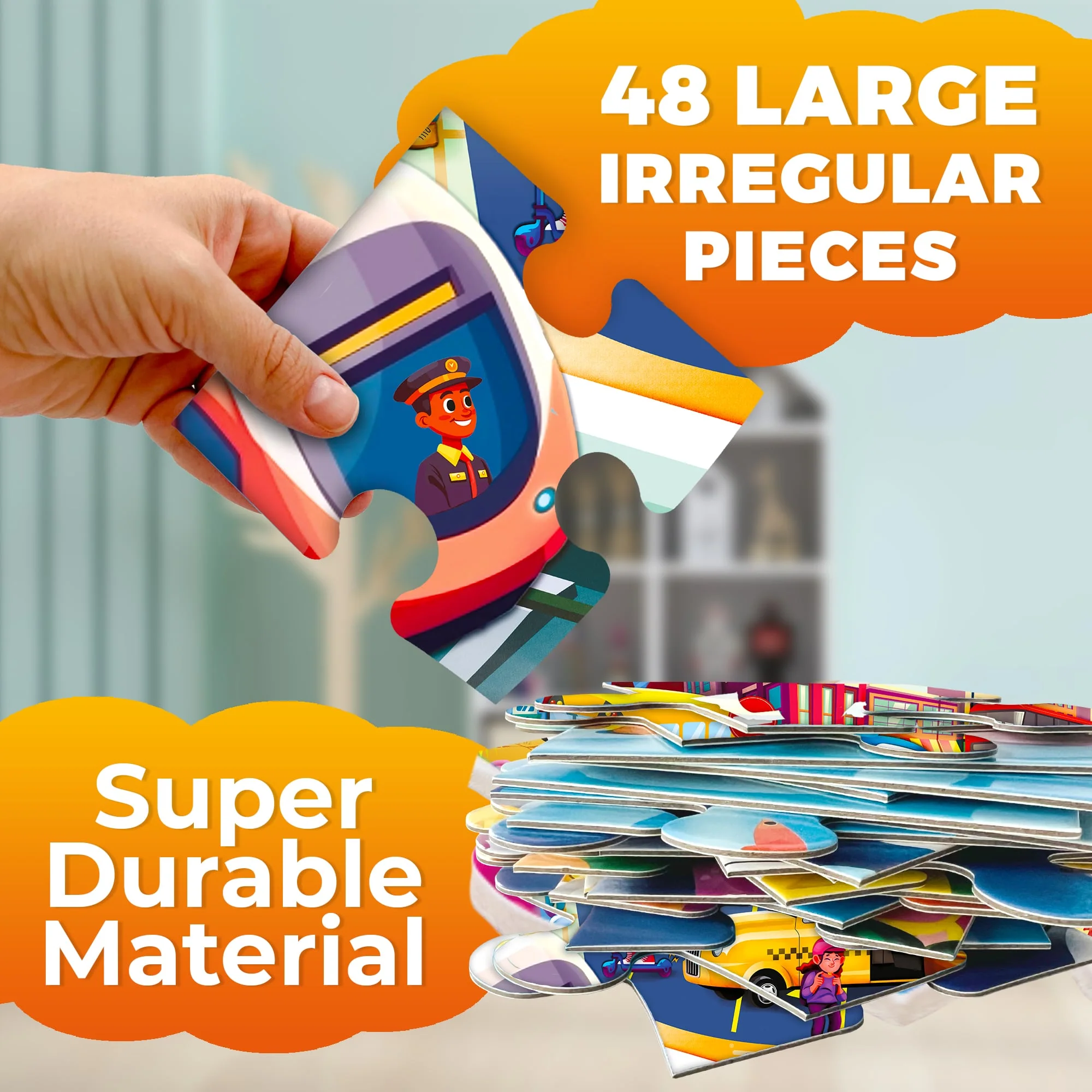 2x3 FT Giant Floor Puzzles for Kids | City Cars - Image 3