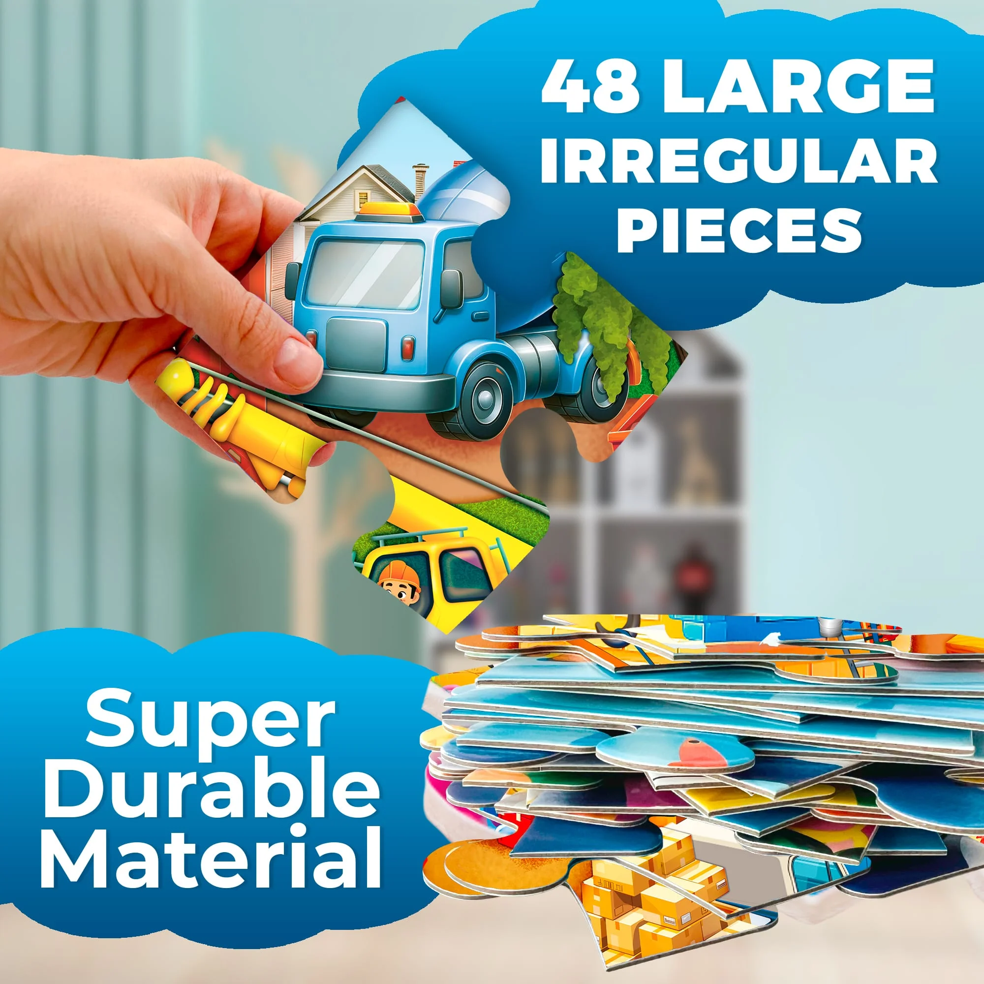 2x3 FT Giant Floor Puzzles for Kids | Construction - Image 3