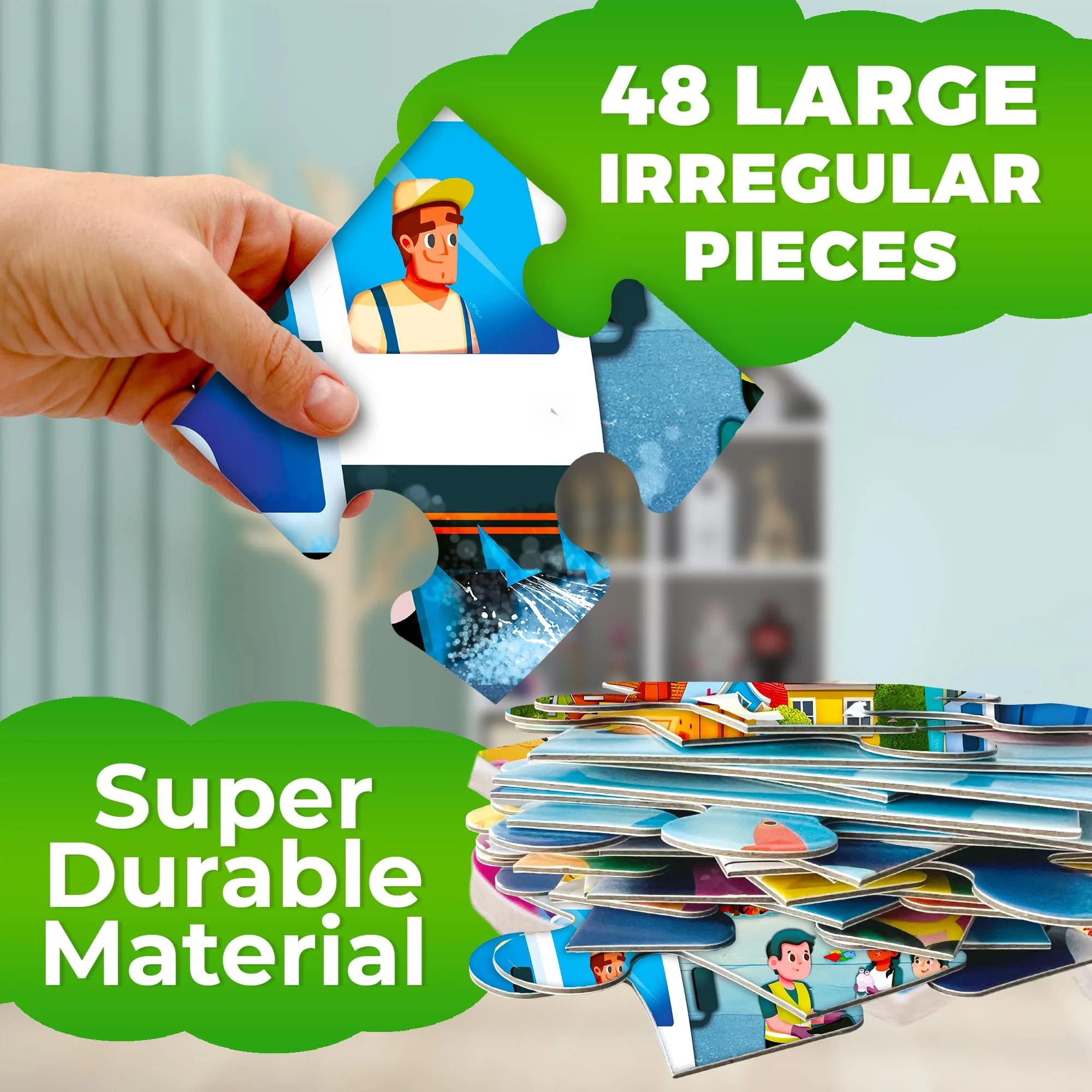 2x3 FT Giant Floor Puzzles for Kids | Garbage Trucks - Image 3
