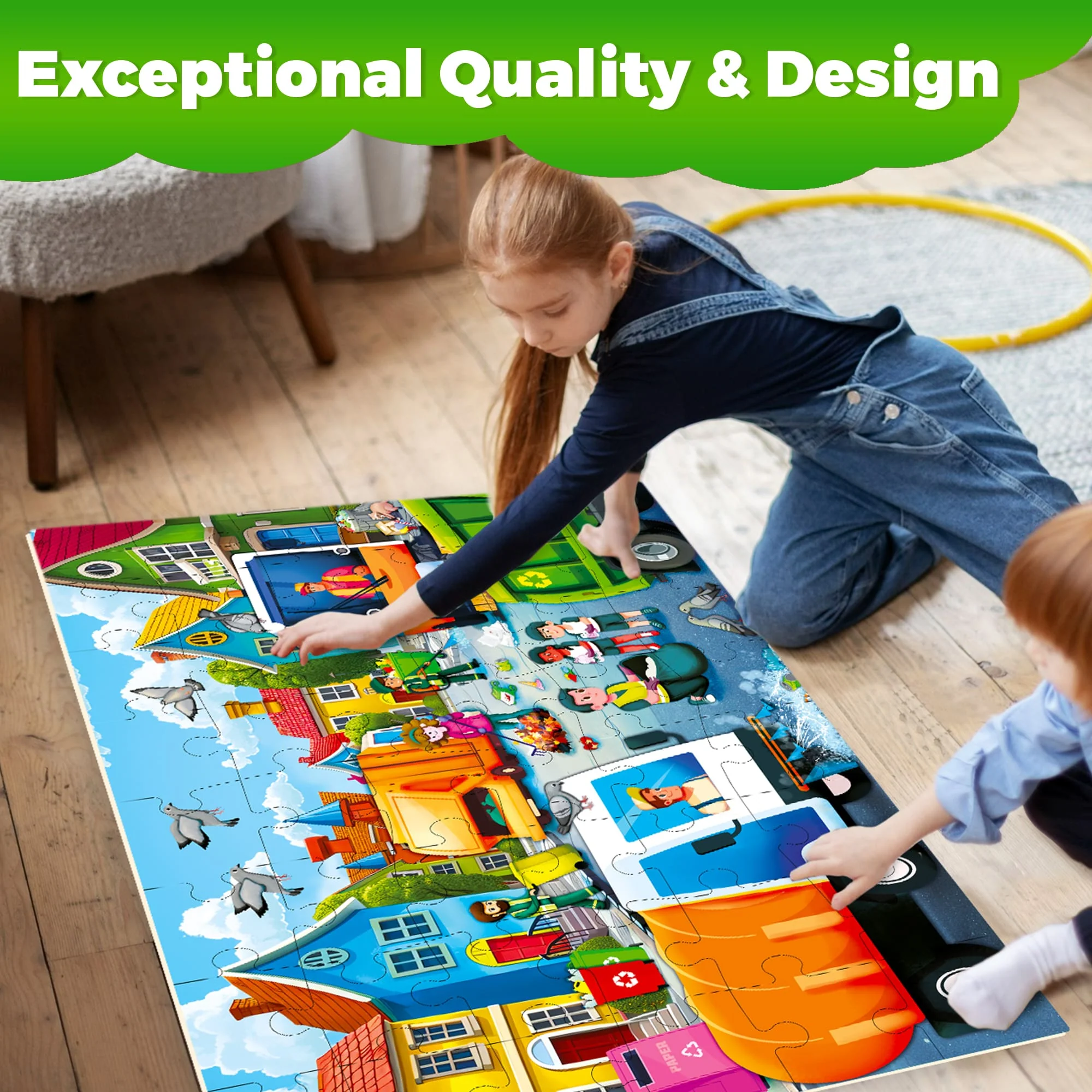 2x3 FT Giant Floor Puzzles for Kids | Garbage Trucks - Image 4