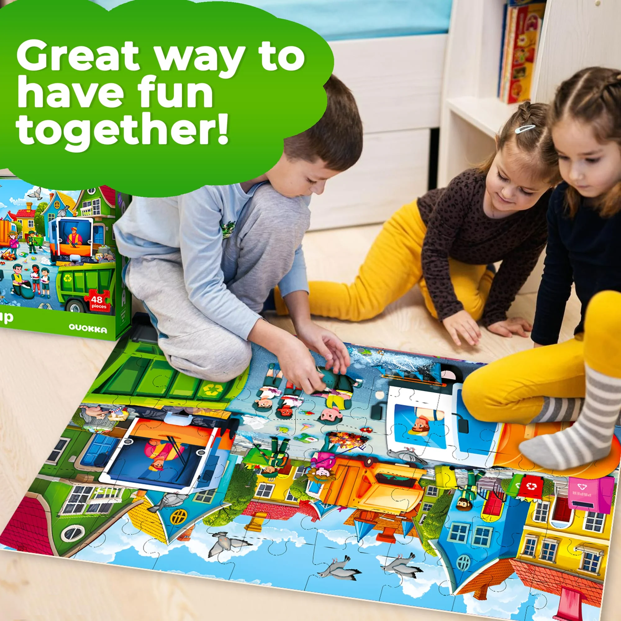 2x3 FT Giant Floor Puzzles for Kids | Garbage Trucks - Image 6