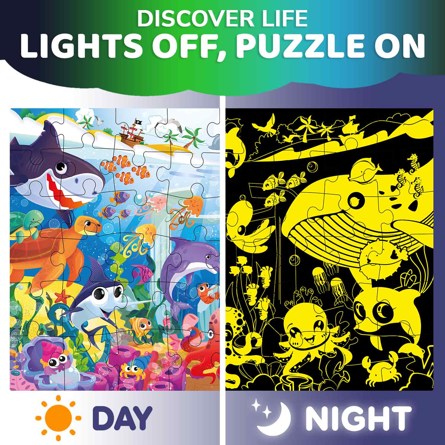 2x3 FT Giant Glow in Dark Puzzle Ocean Joy - Image 3