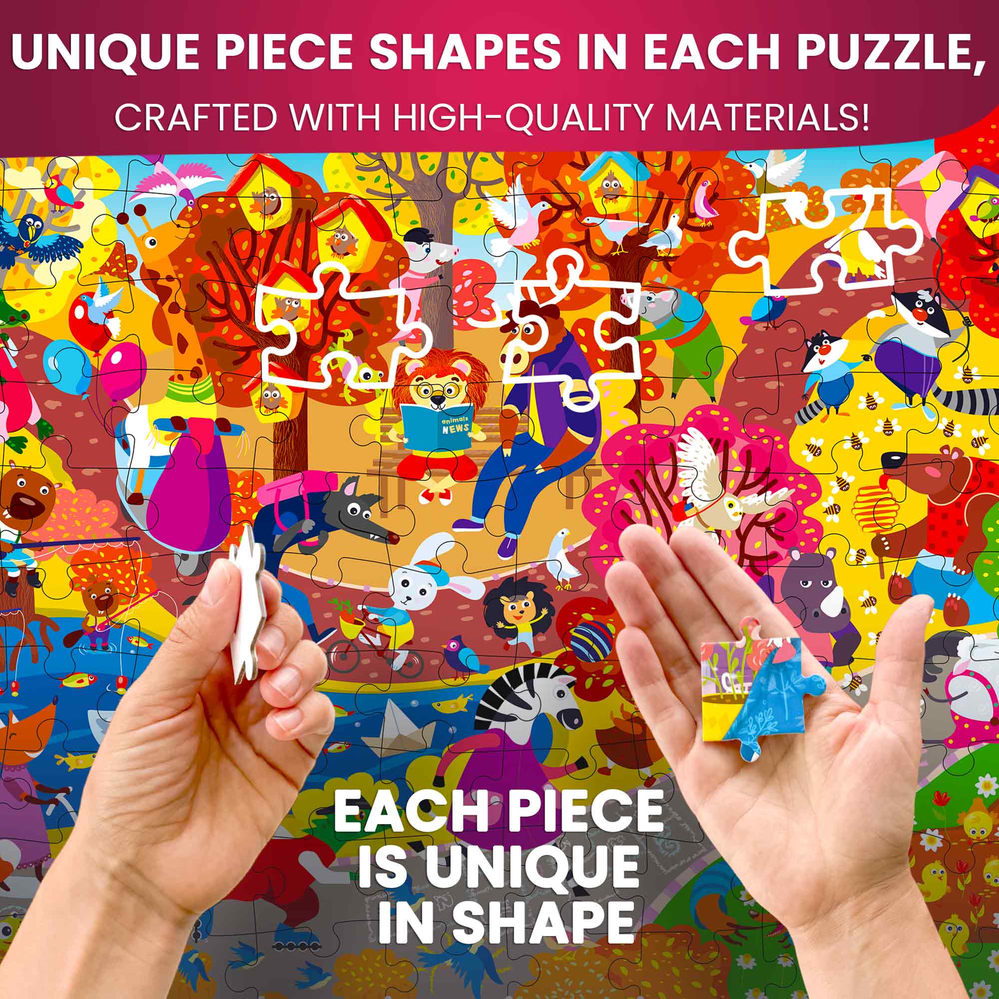 3x100 Pcs Puzzles for Kids | Park, Wild Africa, Construction - Image 3