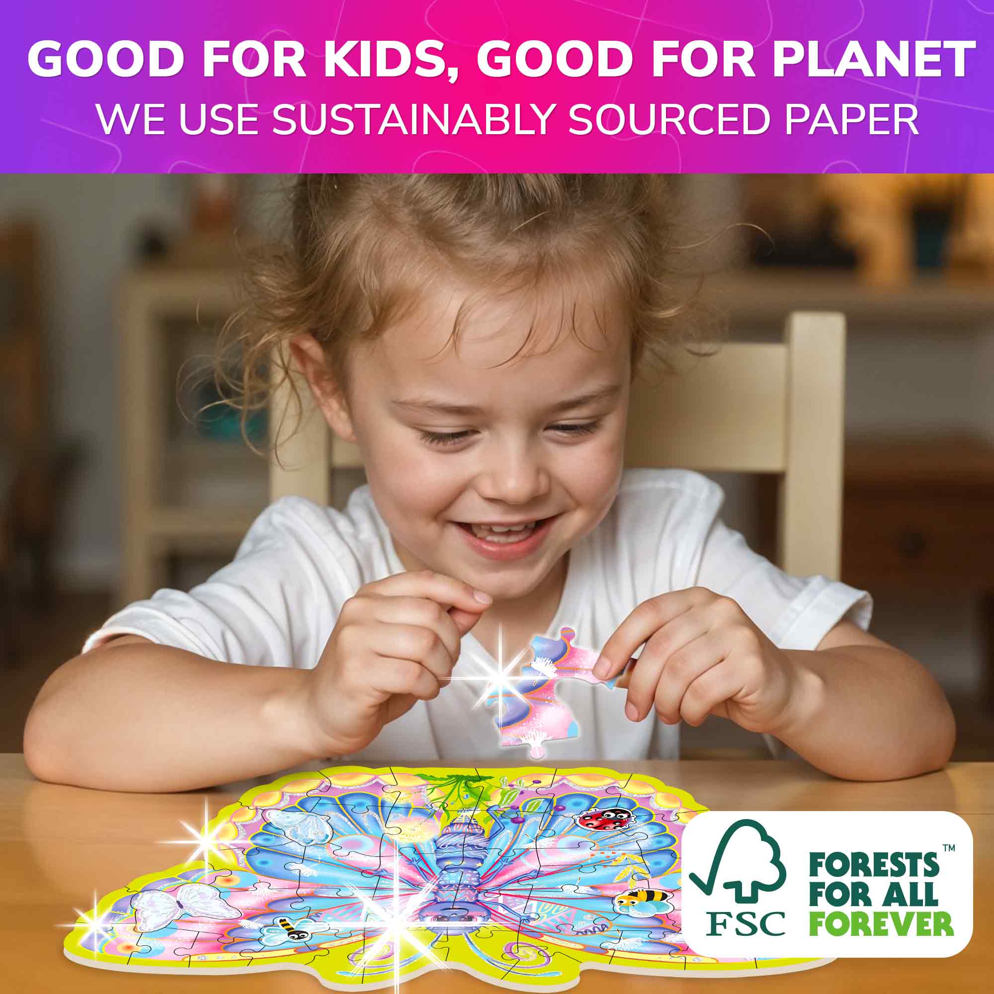 4x48 Pcs Shaped Puzzles with Glitter Effect - Princess, Unicorn - Image 4