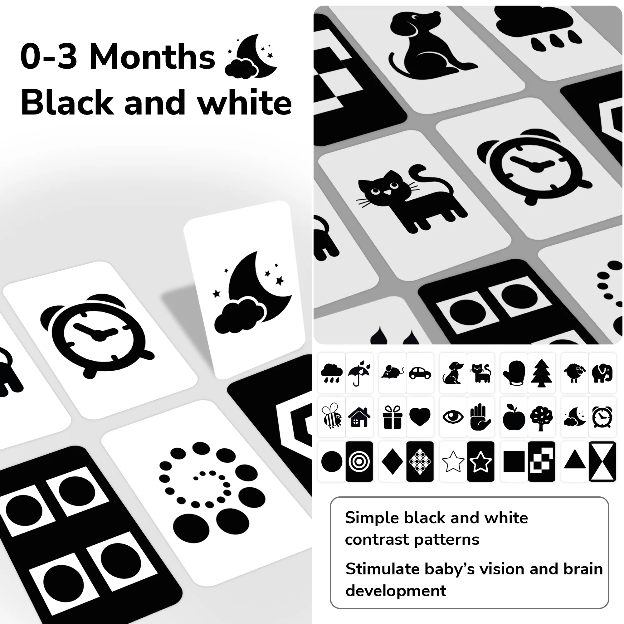 60 Contrast Baby Flash Cards | Animals, Shapes & Household Items - Image 3