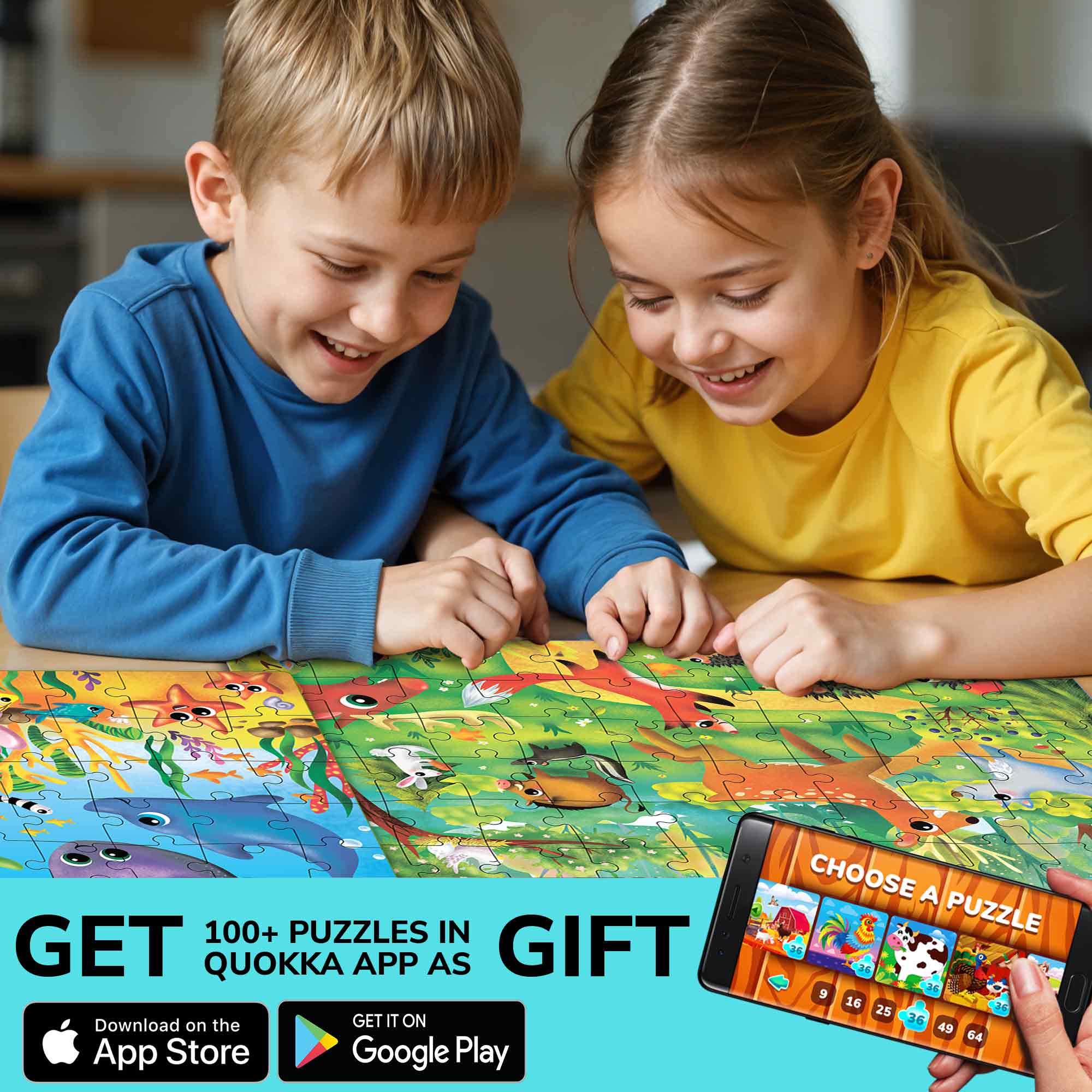 60 Piece Puzzles for Kids | Farm, Ocean & Safari Animals - Image 5