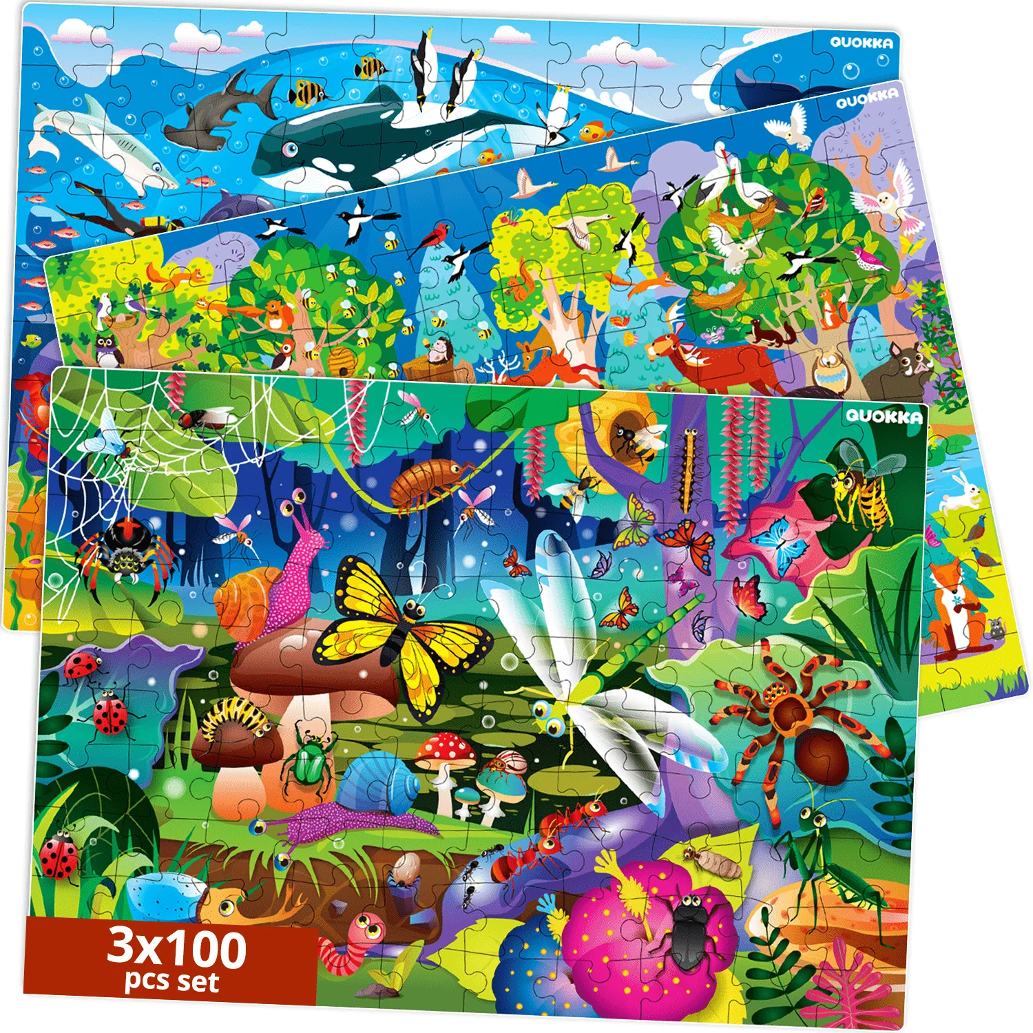 100 Pcs Floor Puzzles for Kids | Ocean, Insects & Forest - Image 8