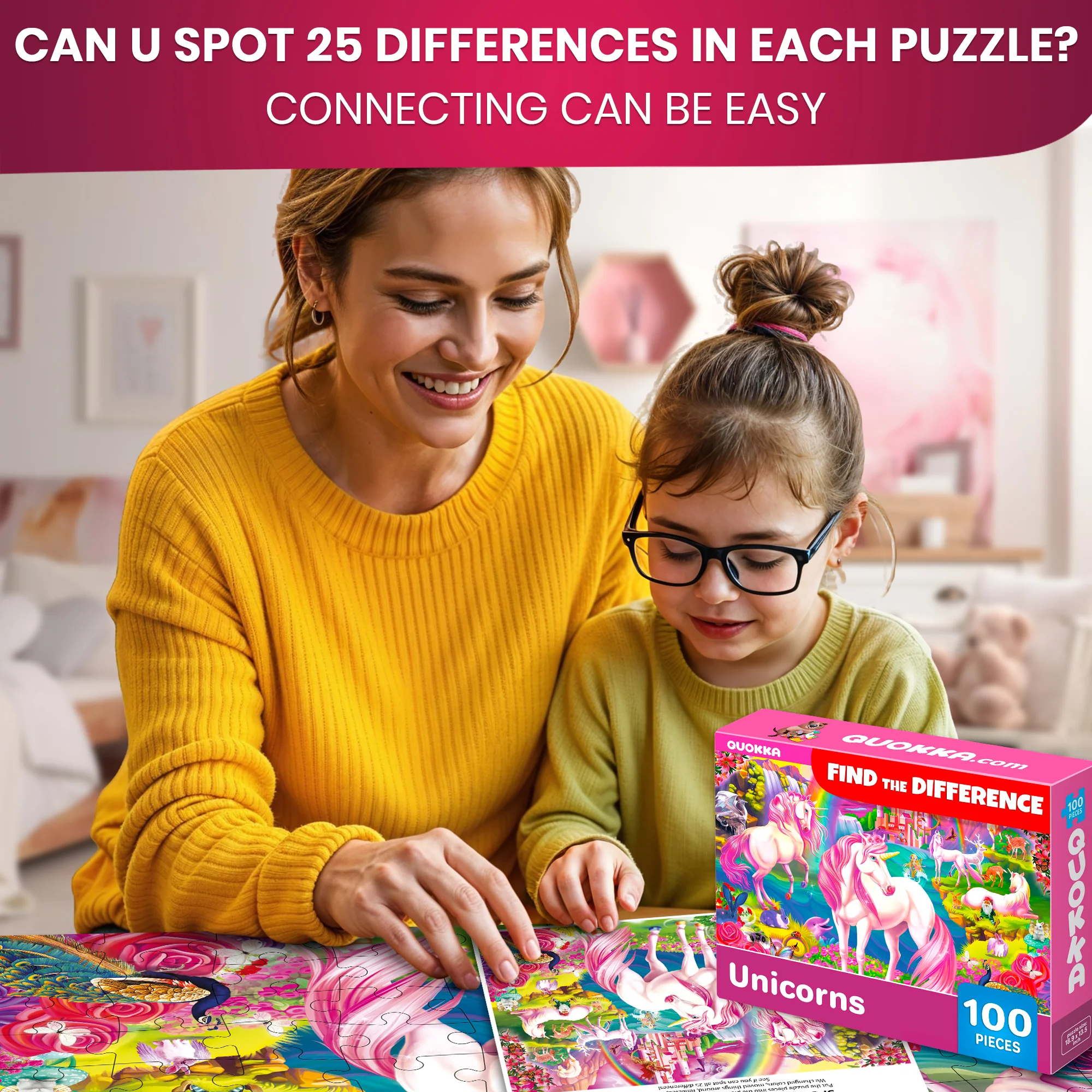 100 Pcs Floor Puzzles for Kids | Unicorns, Princess & Mermaids - Image 3