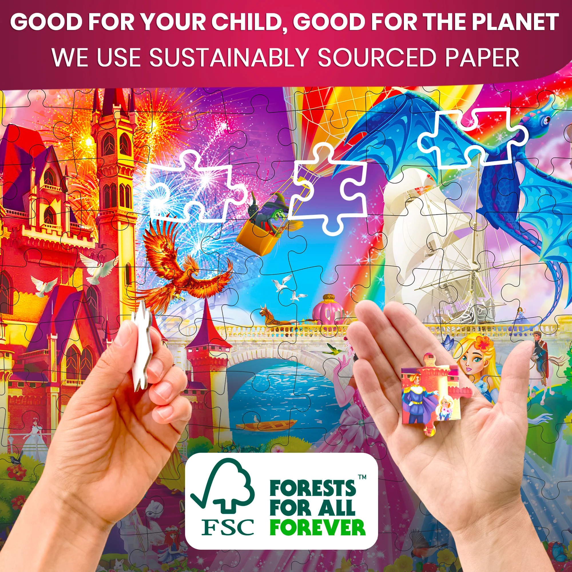 100 Pcs Floor Puzzles for Kids | Unicorns, Princess & Mermaids - Image 4