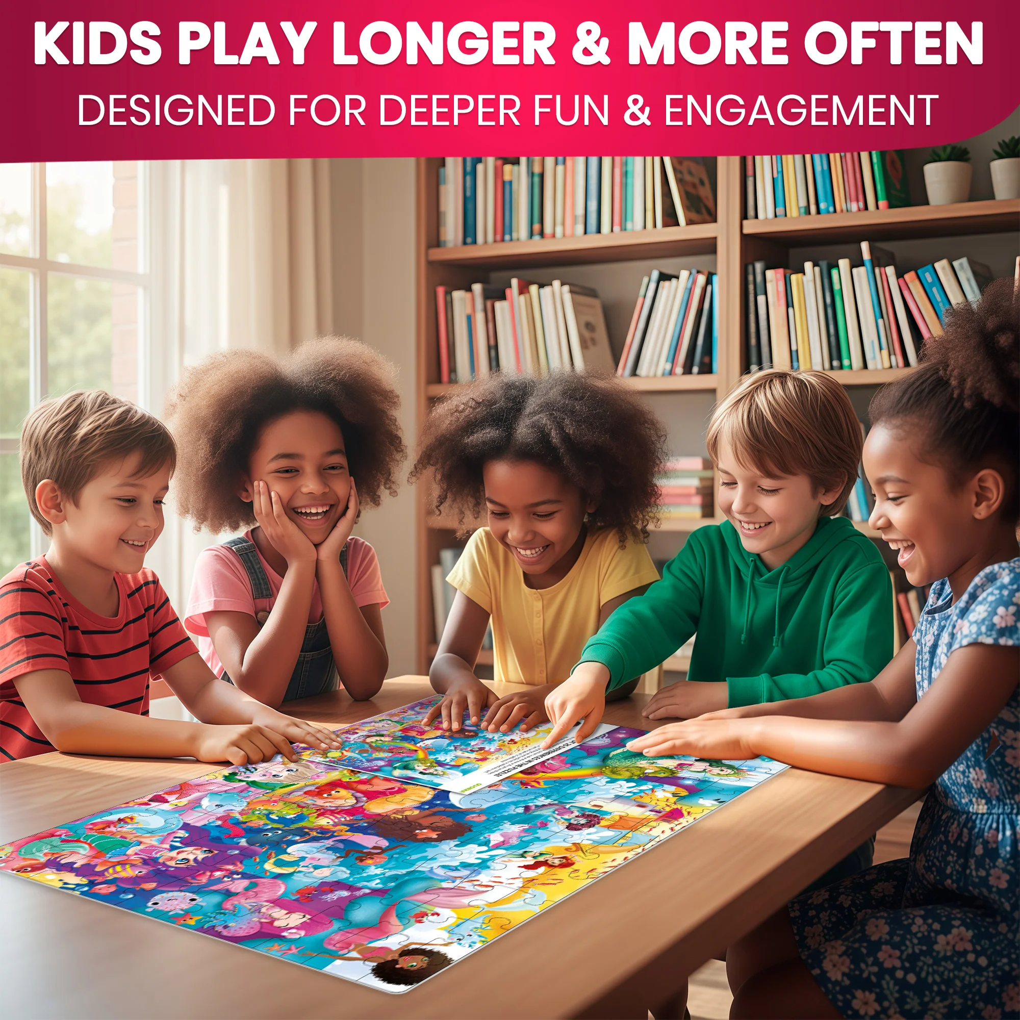 100 Pcs Floor Puzzles for Kids | Unicorns, Princess & Mermaids - Image 5