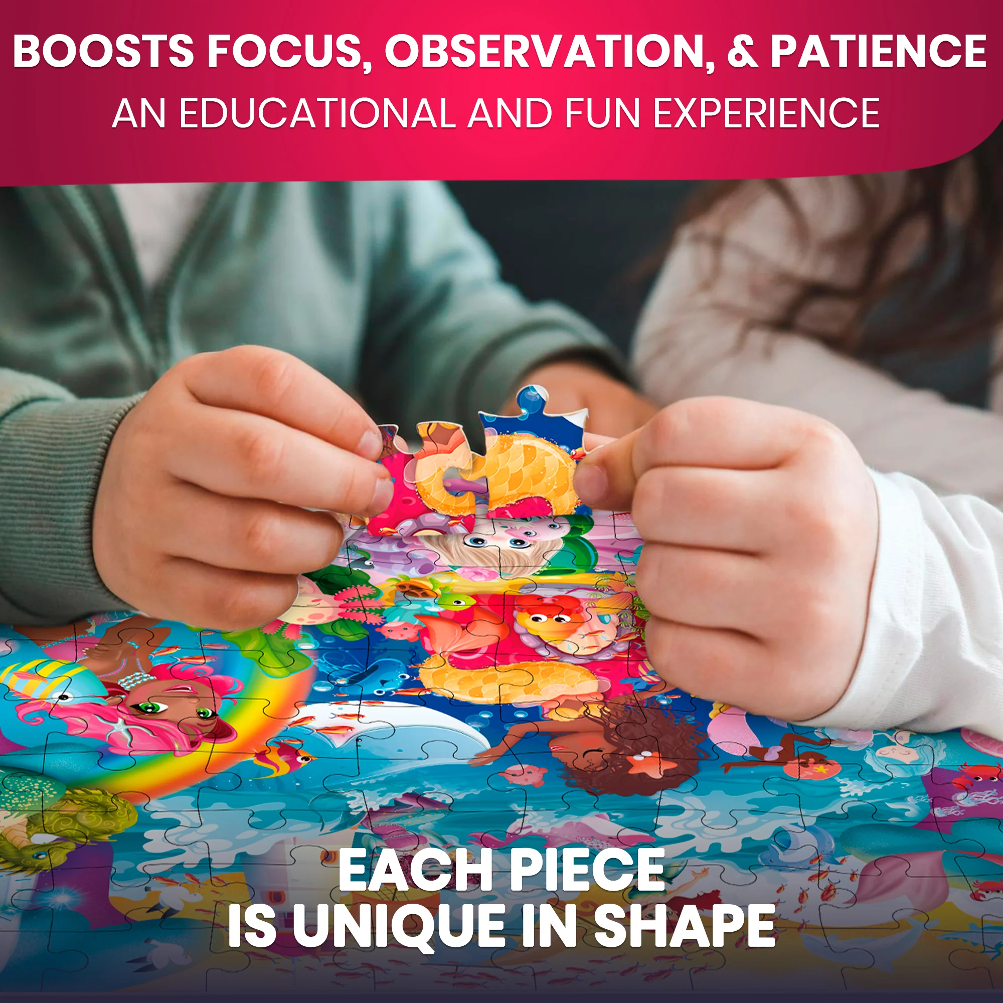 100 Pcs Floor Puzzles for Kids | Unicorns, Princess & Mermaids - Image 6