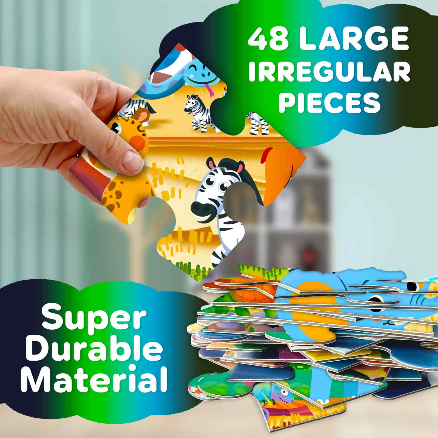 2x3 FT Giant Glow in Dark Jigsaw Puzzle - African Animal - Image 4