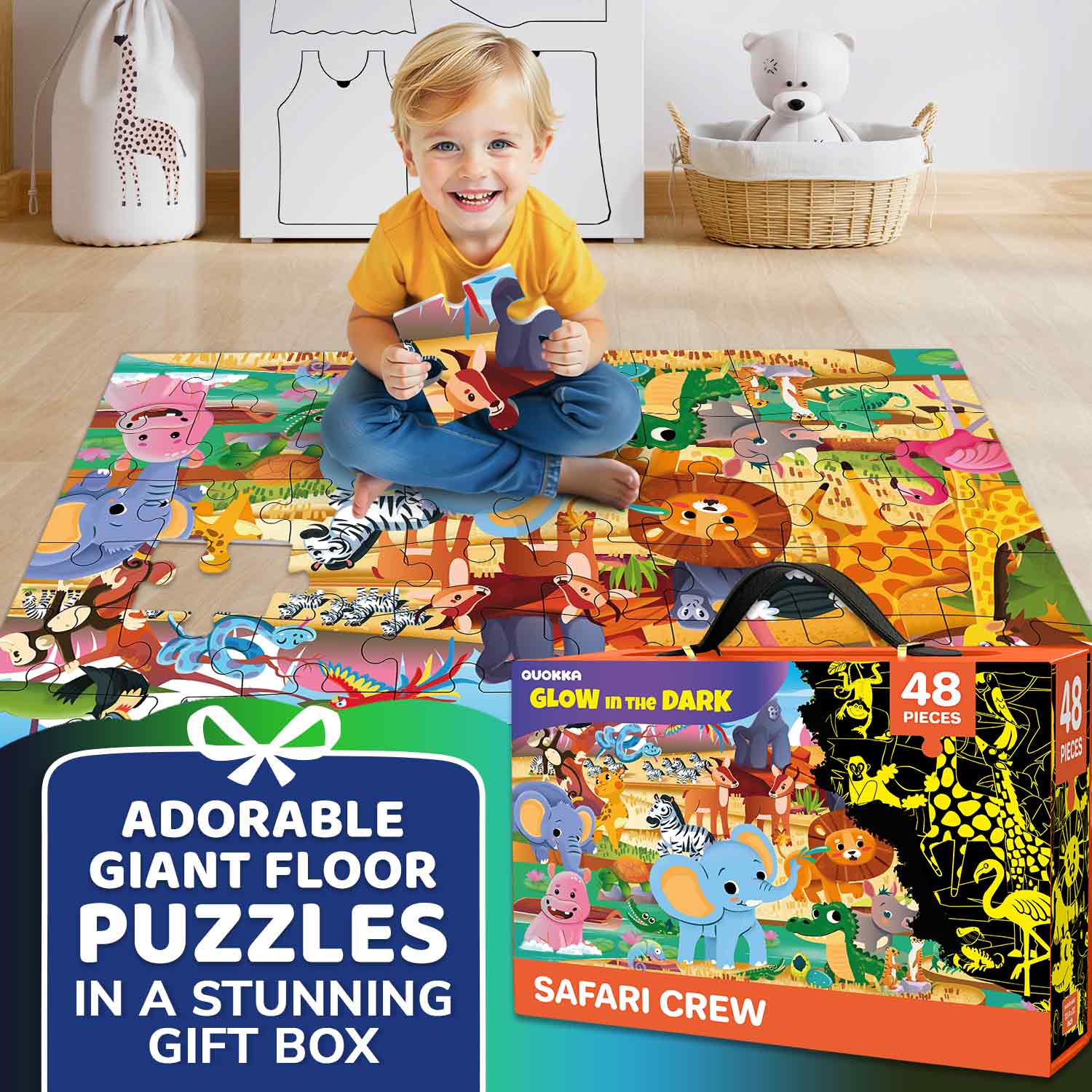 2x3 FT Giant Glow in Dark Jigsaw Puzzle - African Animal - Image 5