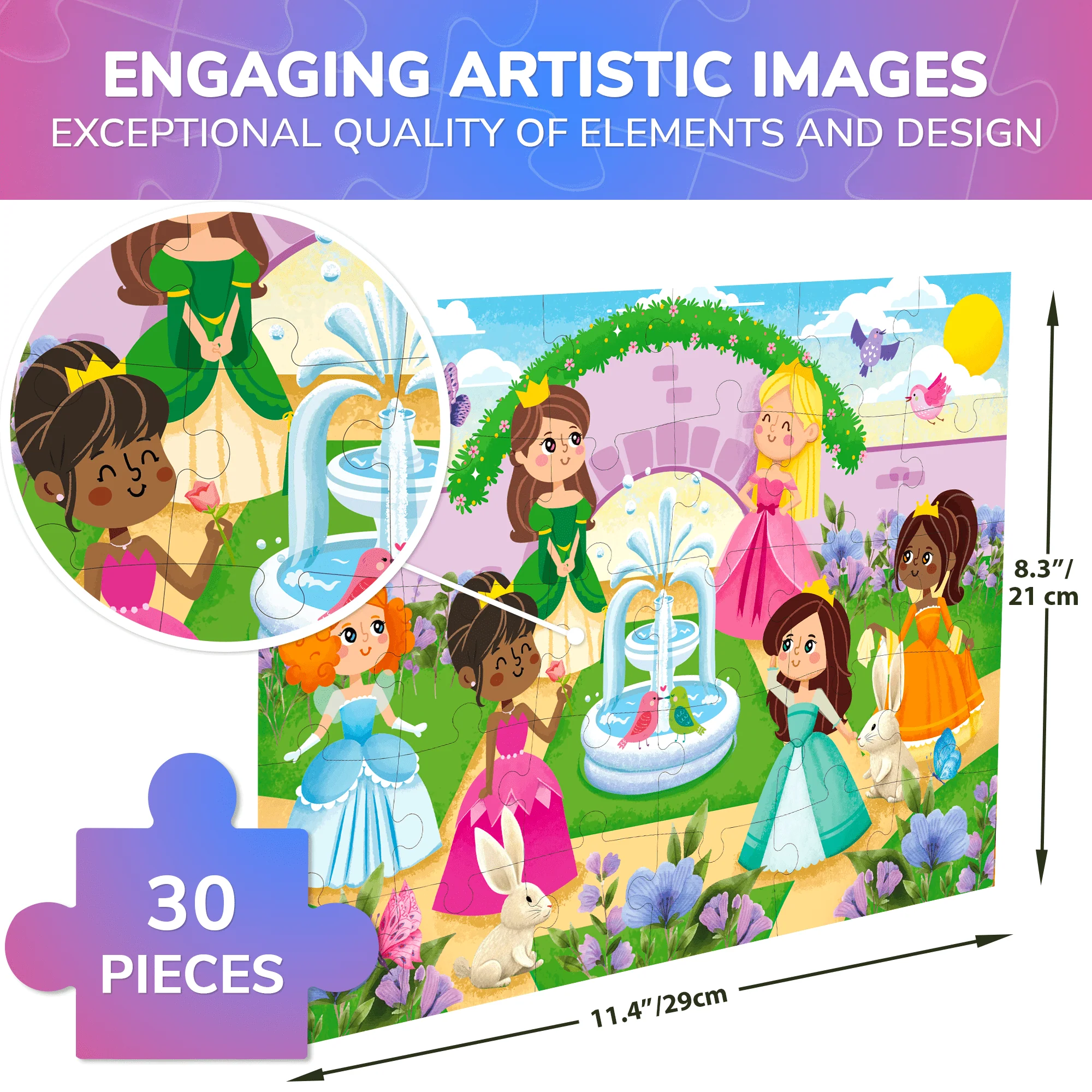 30 Pcs Jigsaw Puzzles for Kids | Princesses - Image 3