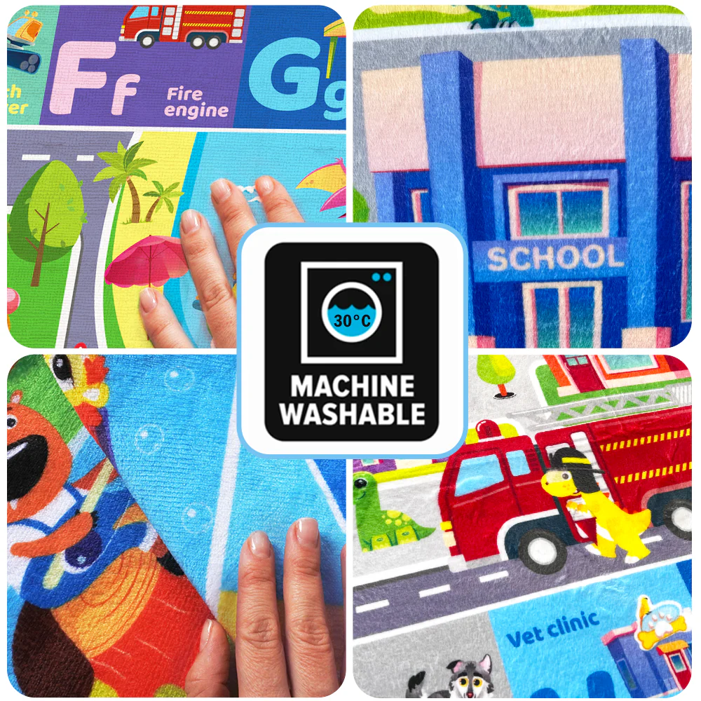 Large Baby Play Mat for Floor | Plush ABC with City - Image 6