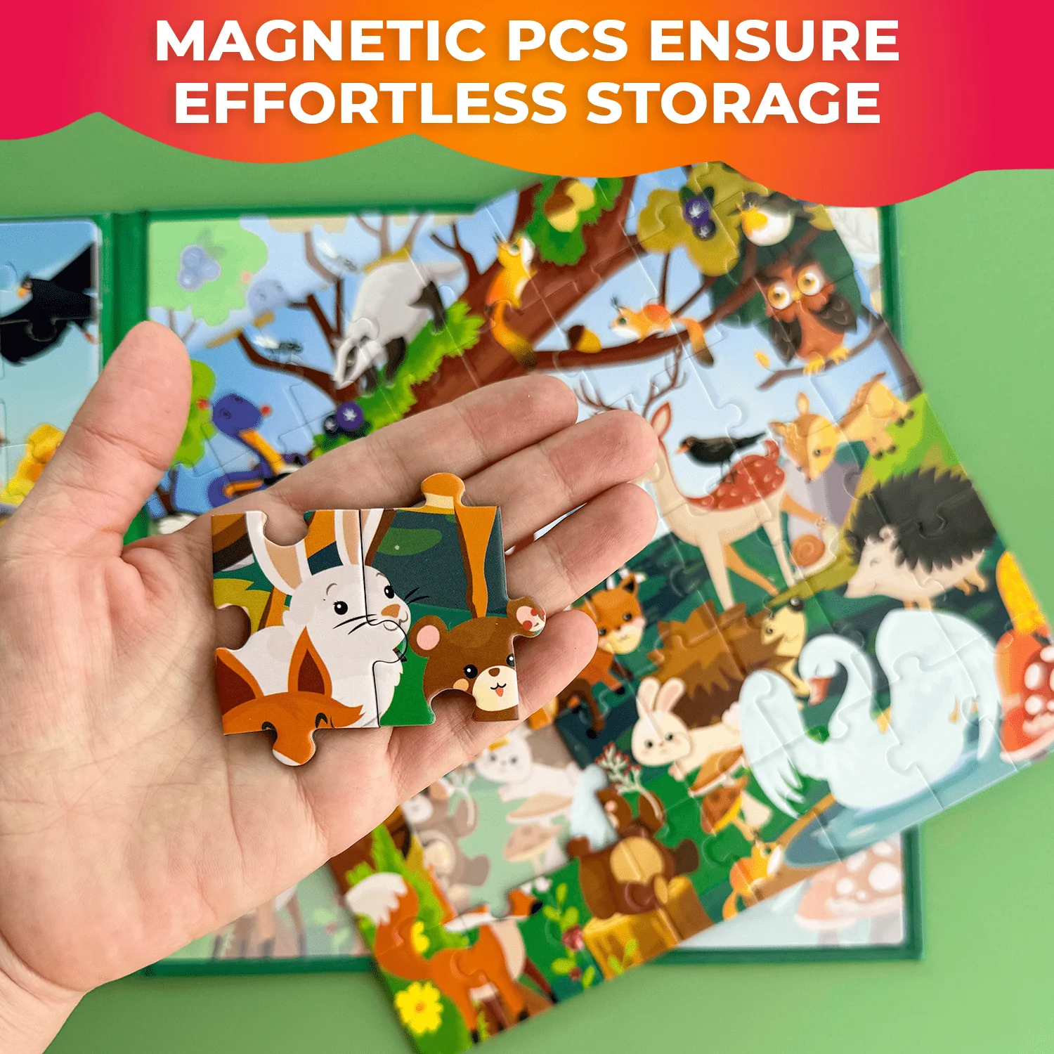 Magnetic Book 2x48 Pcs Puzzles for Kids | Farm & Forest - Image 5