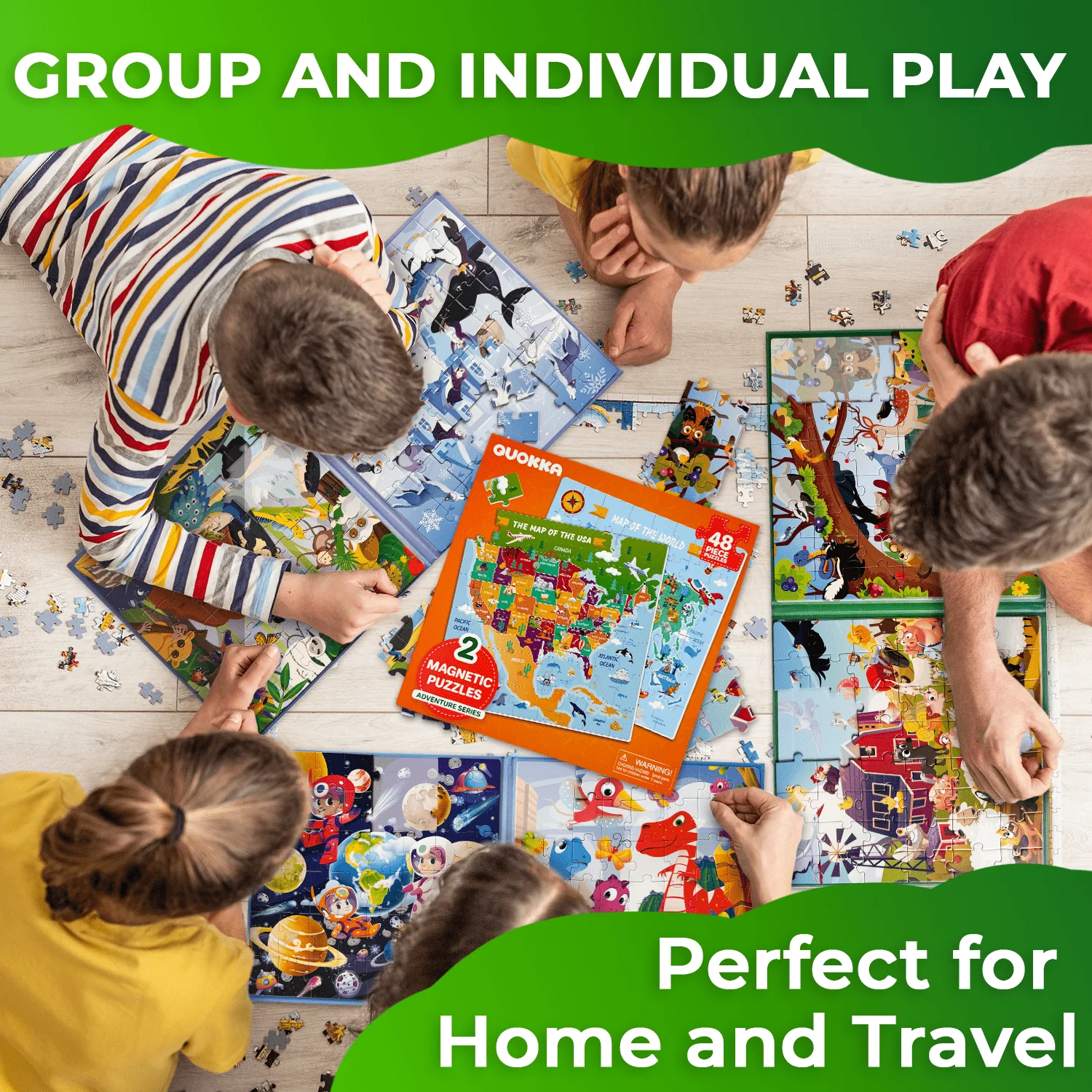 Magnetic Book 2x48 Pcs Puzzles for Kids | Maps USA & World - Image 4