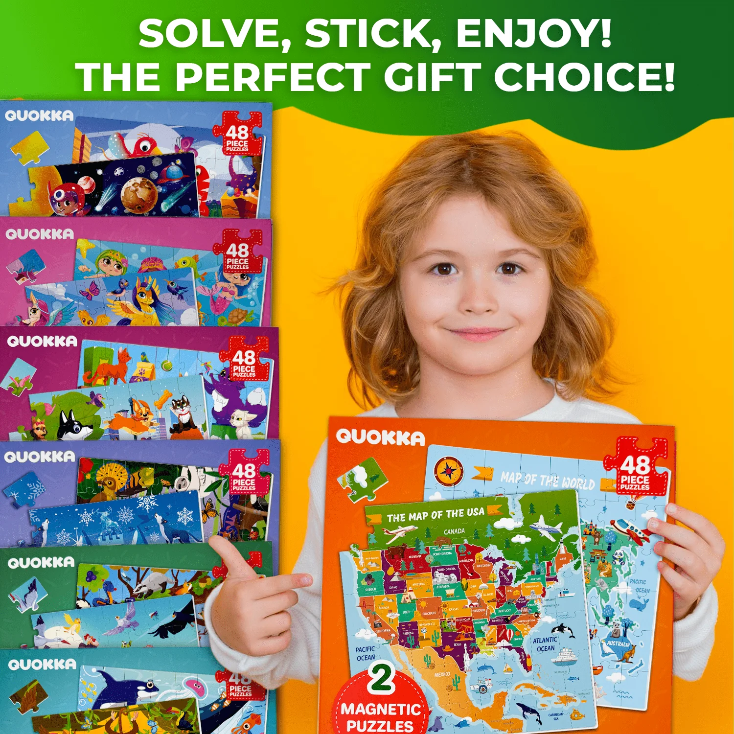 Magnetic Book 2x48 Pcs Puzzles for Kids | Maps USA & World - Image 6