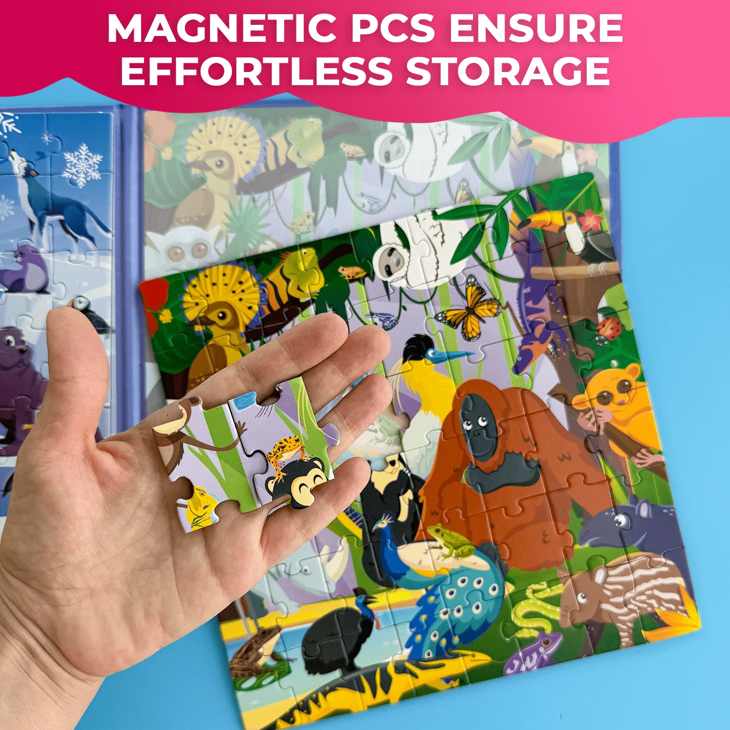 Magnetic Book 2x48 Pcs Puzzles for Kids | Polar & Rainforest - Image 5