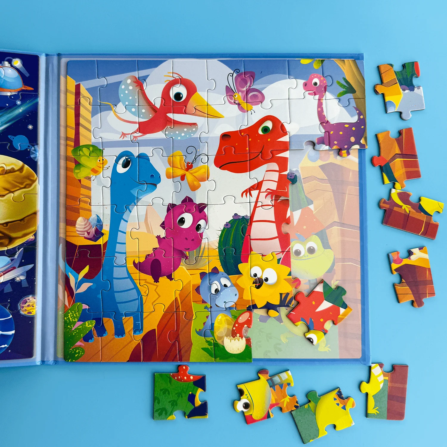 Magnetic Book 2x48 Pcs Puzzles for Kids | Space & Dino - Image 8