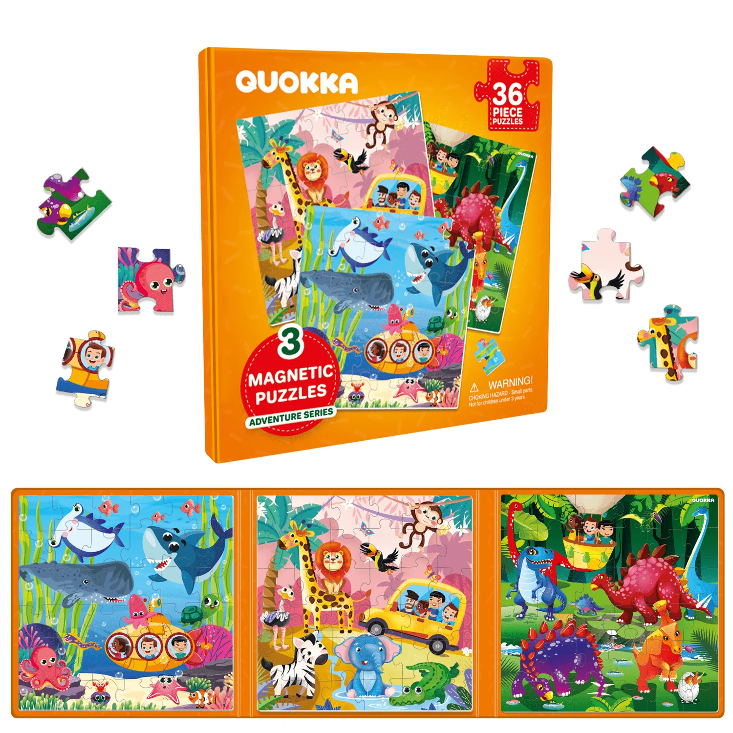 Magnetic Book 3x36 Pcs Puzzles for Kids |  Ocean & Safari Animals - Image 8