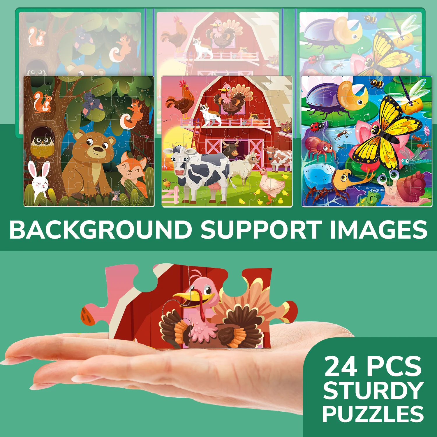 Magnetic Book 3x36 Pcs Puzzles for Kids | Insects, Animals - Image 4