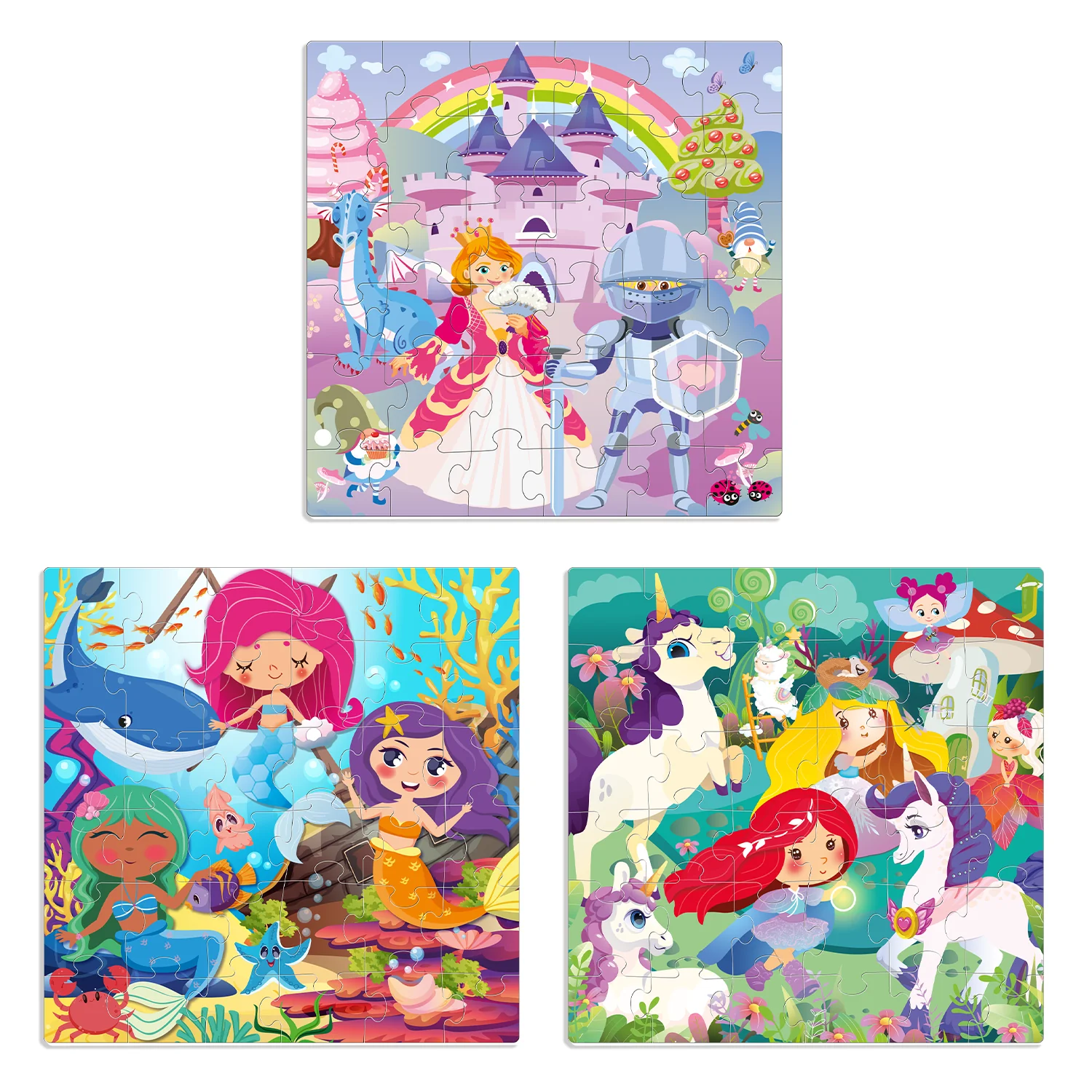 Magnetic Book 3x36 Pcs Puzzles for Kids | Princess, Unicorns & Mermaids - Image 7