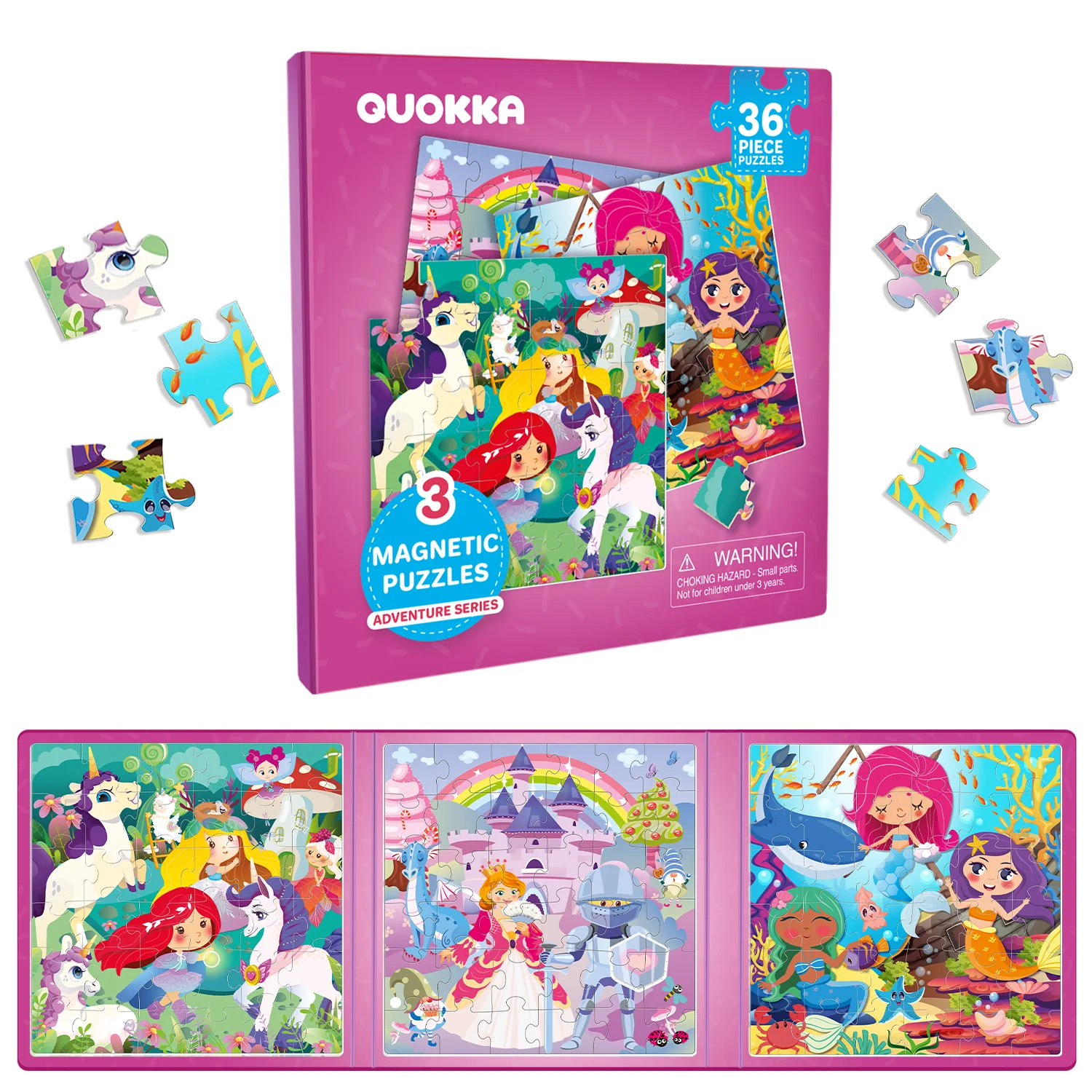 Magnetic Book 3x36 Pcs Puzzles for Kids | Princess, Unicorns & Mermaids - Image 8