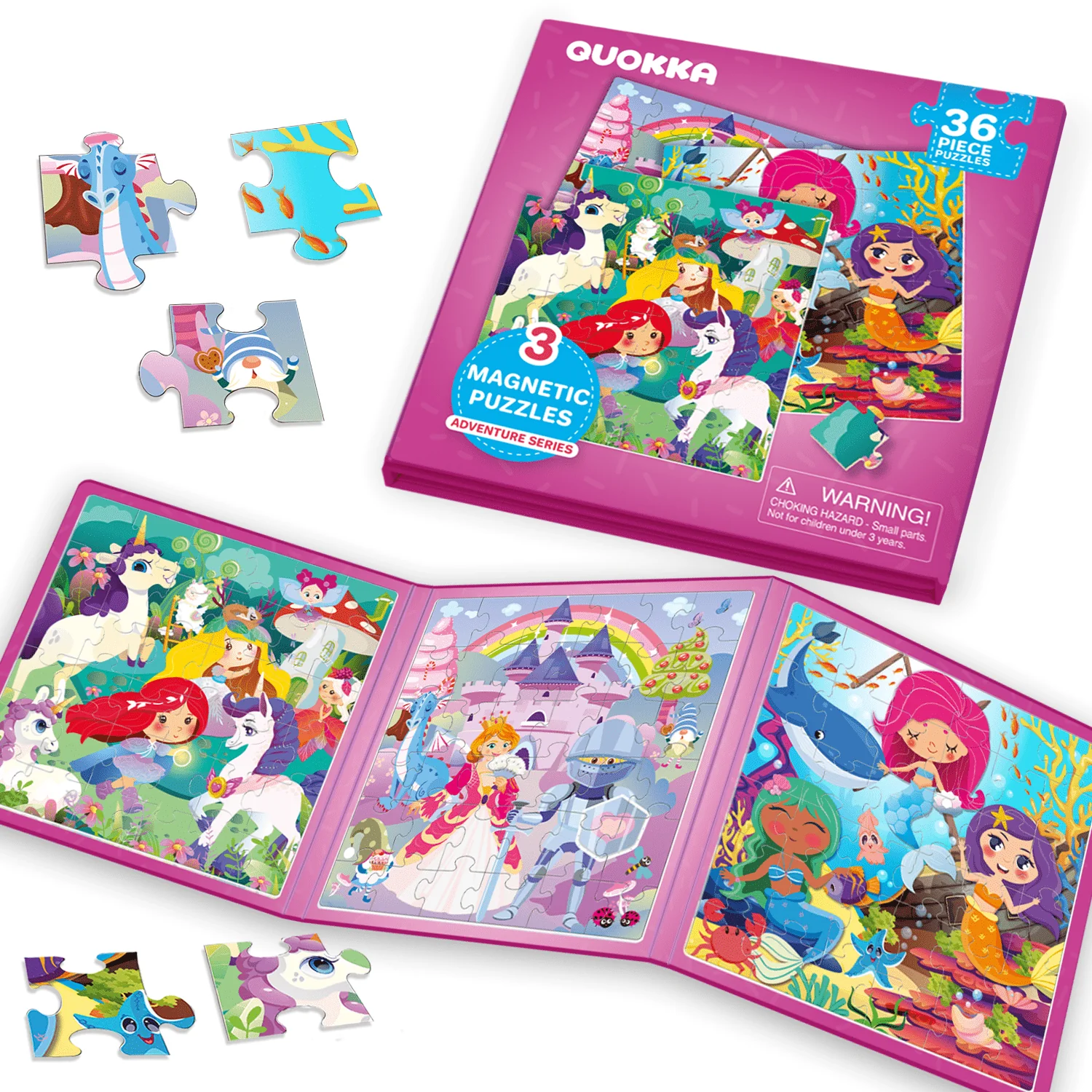 Magnetic Book 3x36 Pcs Puzzles for Kids | Princess, Unicorns & Mermaids - Image 9