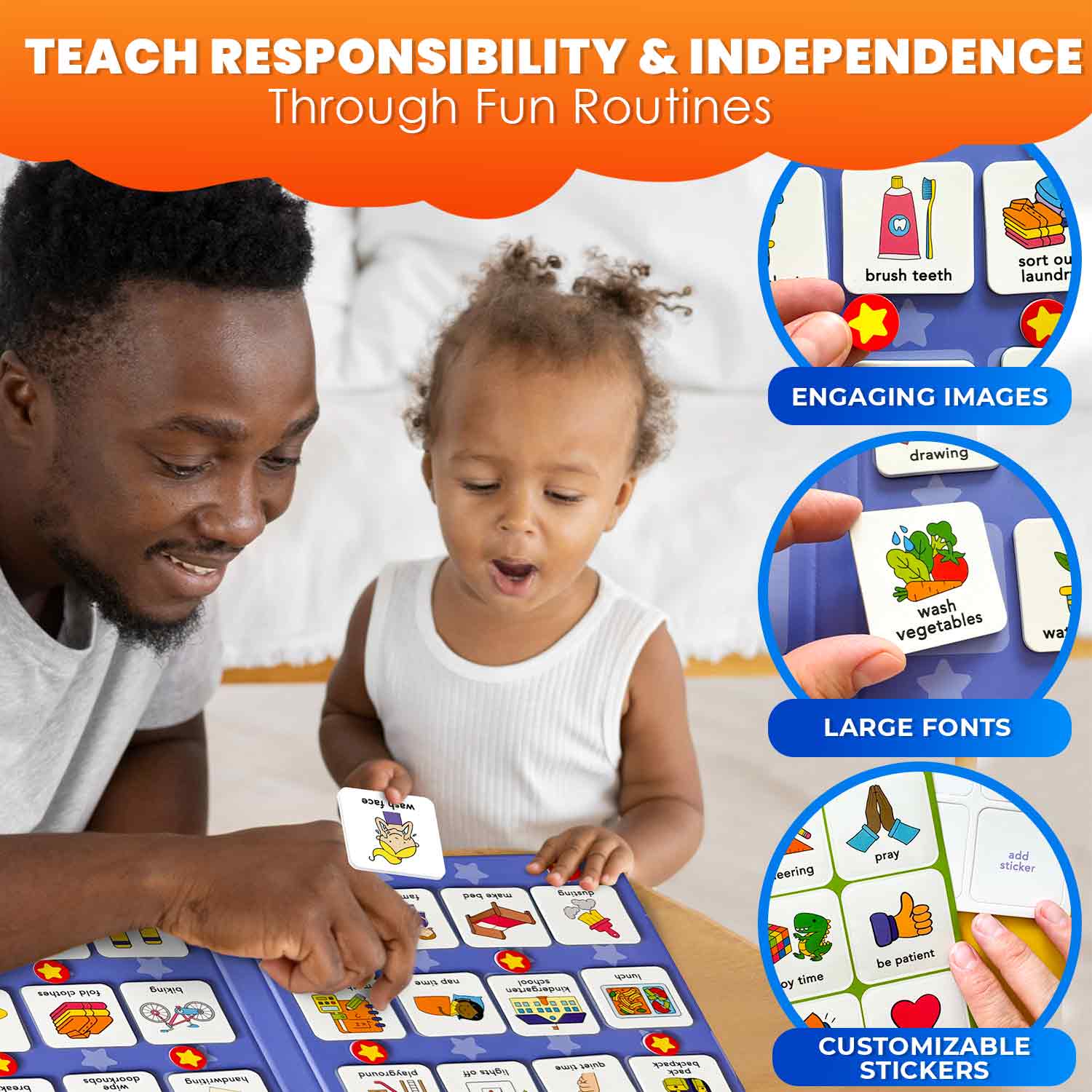 Magnetic Chore Chart for Kids | 72 Routine Magnets & Rewards - Image 3