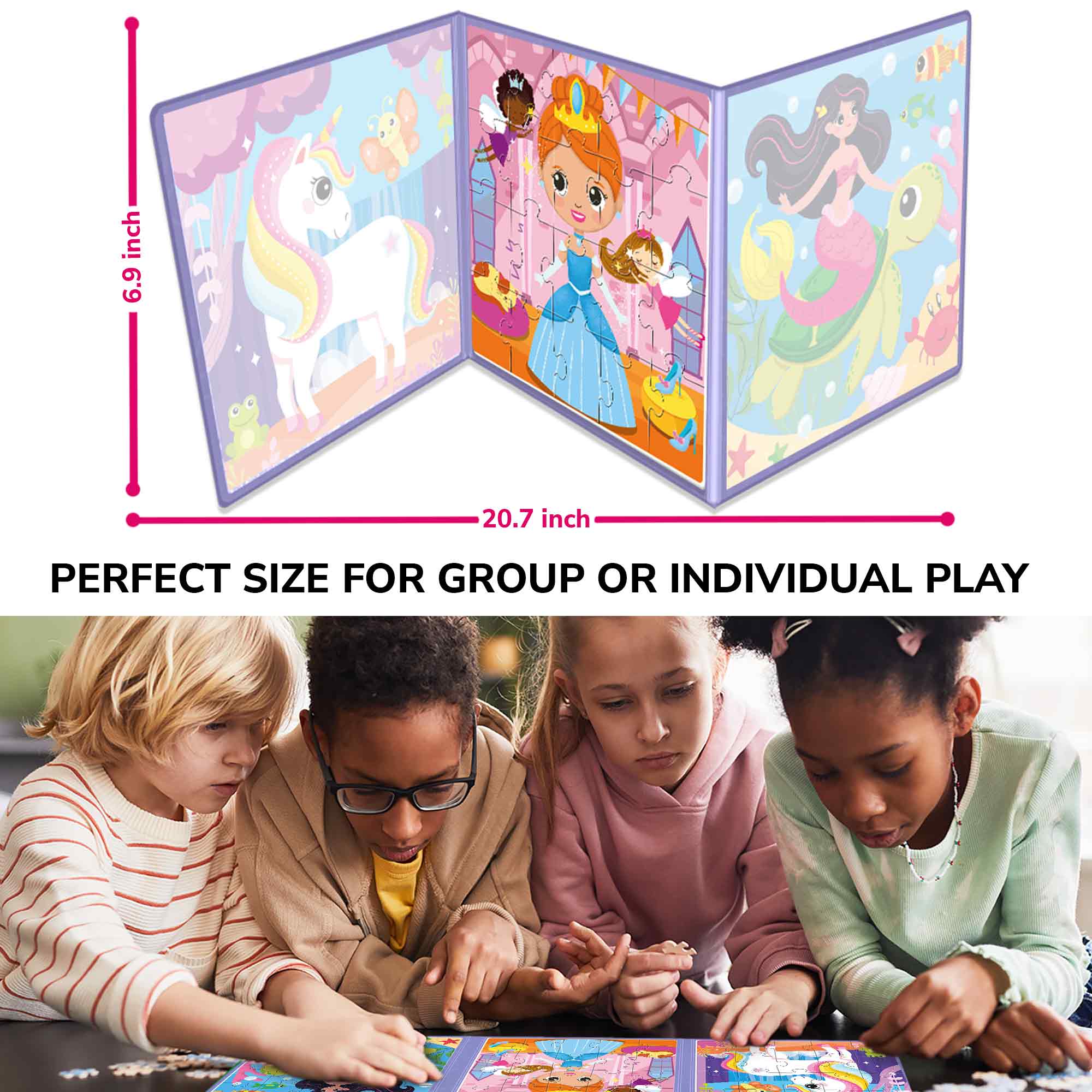 Magnetic Puzzles 3x20 Pcs Puzzles for Kids | Unicorn - Image 3