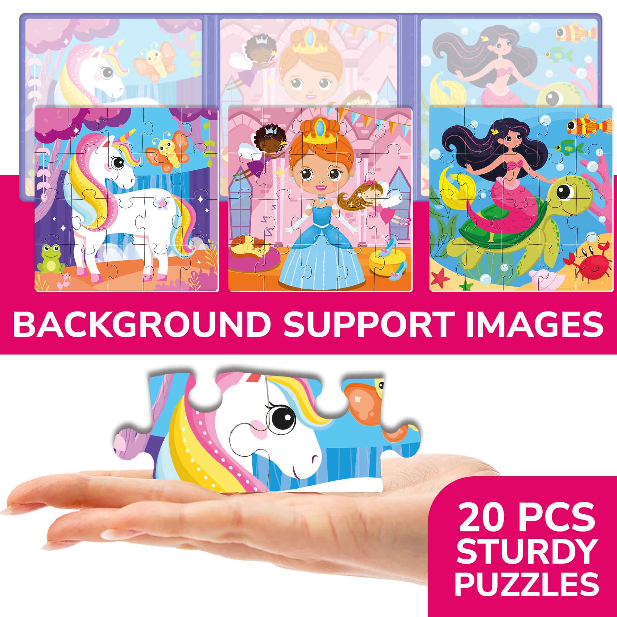 Magnetic Puzzles 3x20 Pcs Puzzles for Kids | Unicorn - Image 4