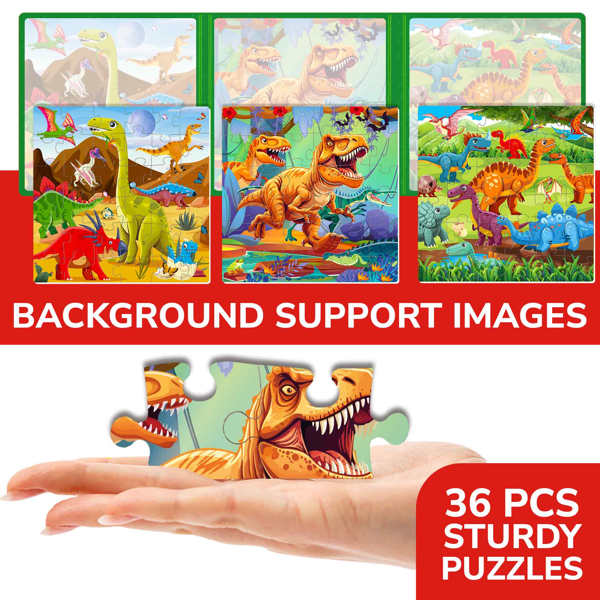 Magnetic Puzzles 3x36 Pcs Puzzles for Kids |Jurassic period - Image 4