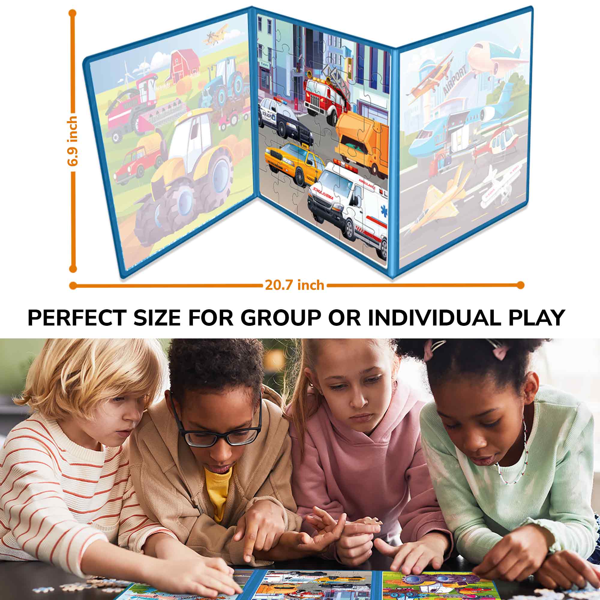 Magnetic Puzzles 3x36 Pcs Puzzles for Kids | Transport - Image 3
