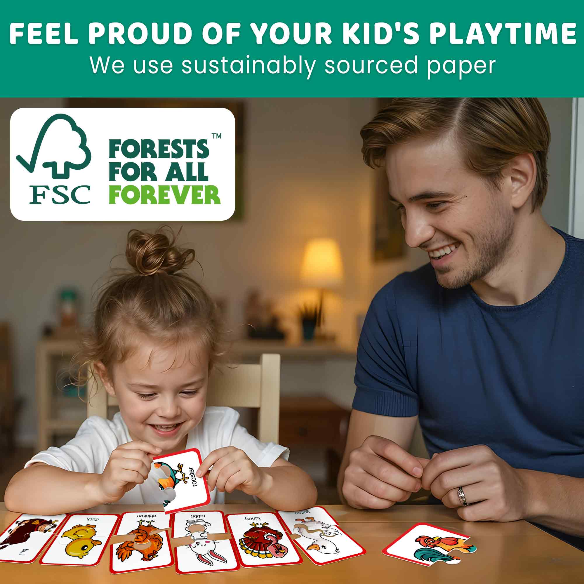 Matching Puzzle for Toddlers - 16 Pairs Farm Animals - Image 5